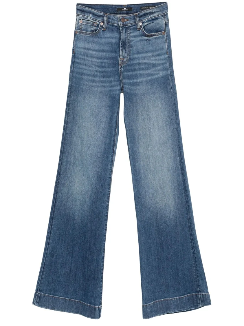Wide-Leg High-Waist Jeans With Vintage Fading