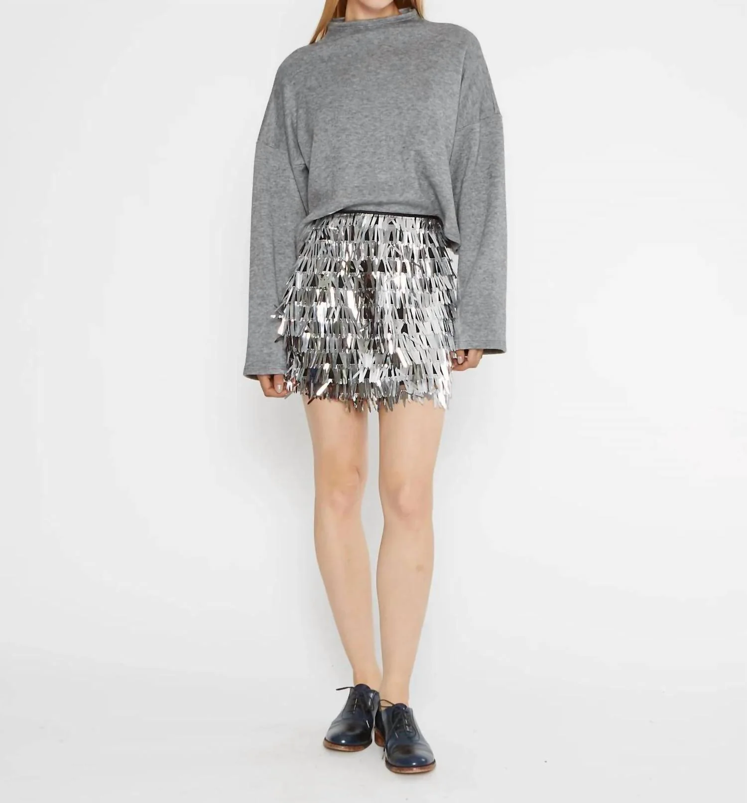 Tinsel Mini Skirt In Silver