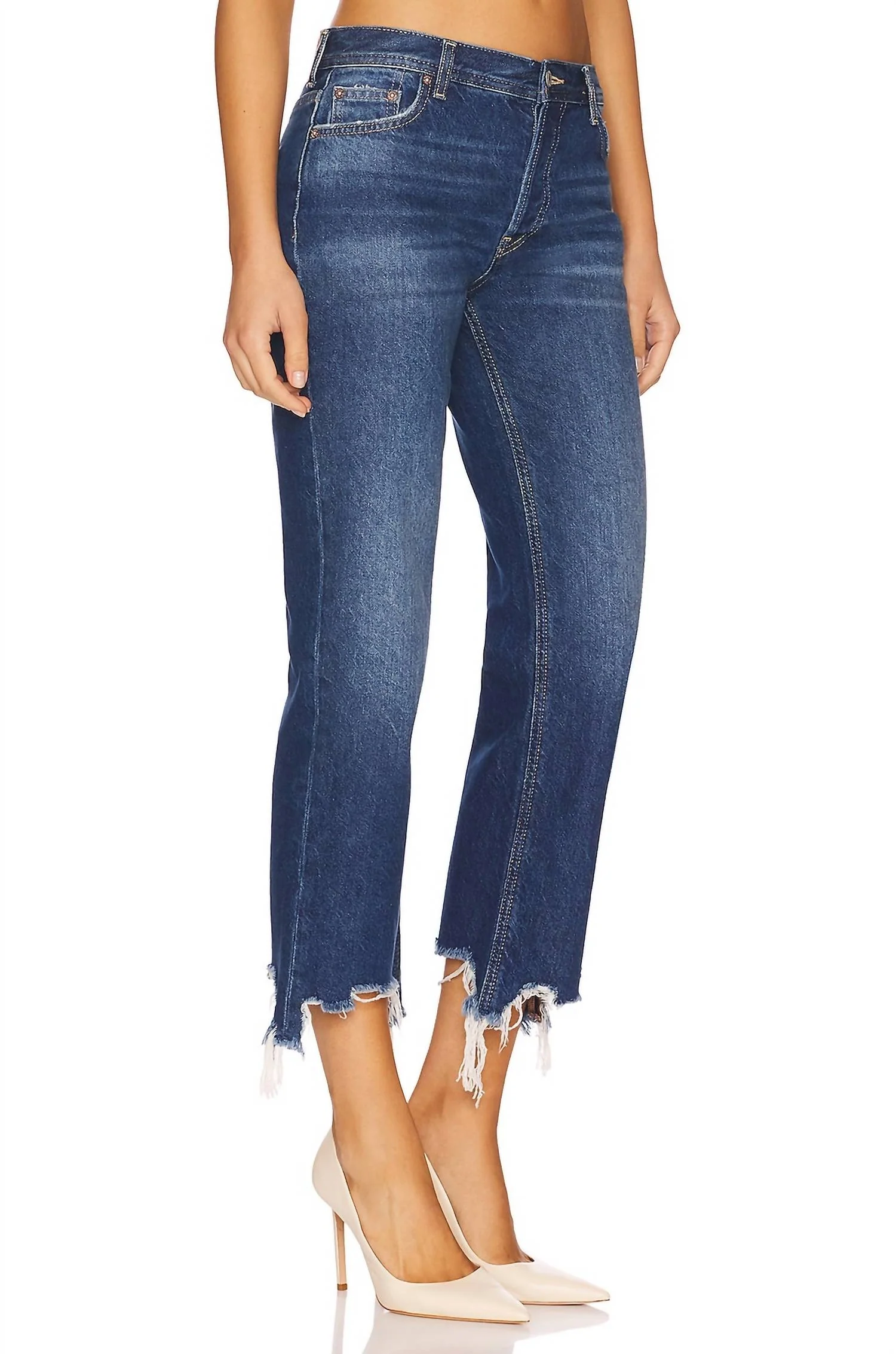 Maggie Mid Rise Straight Jeans In Rolling River