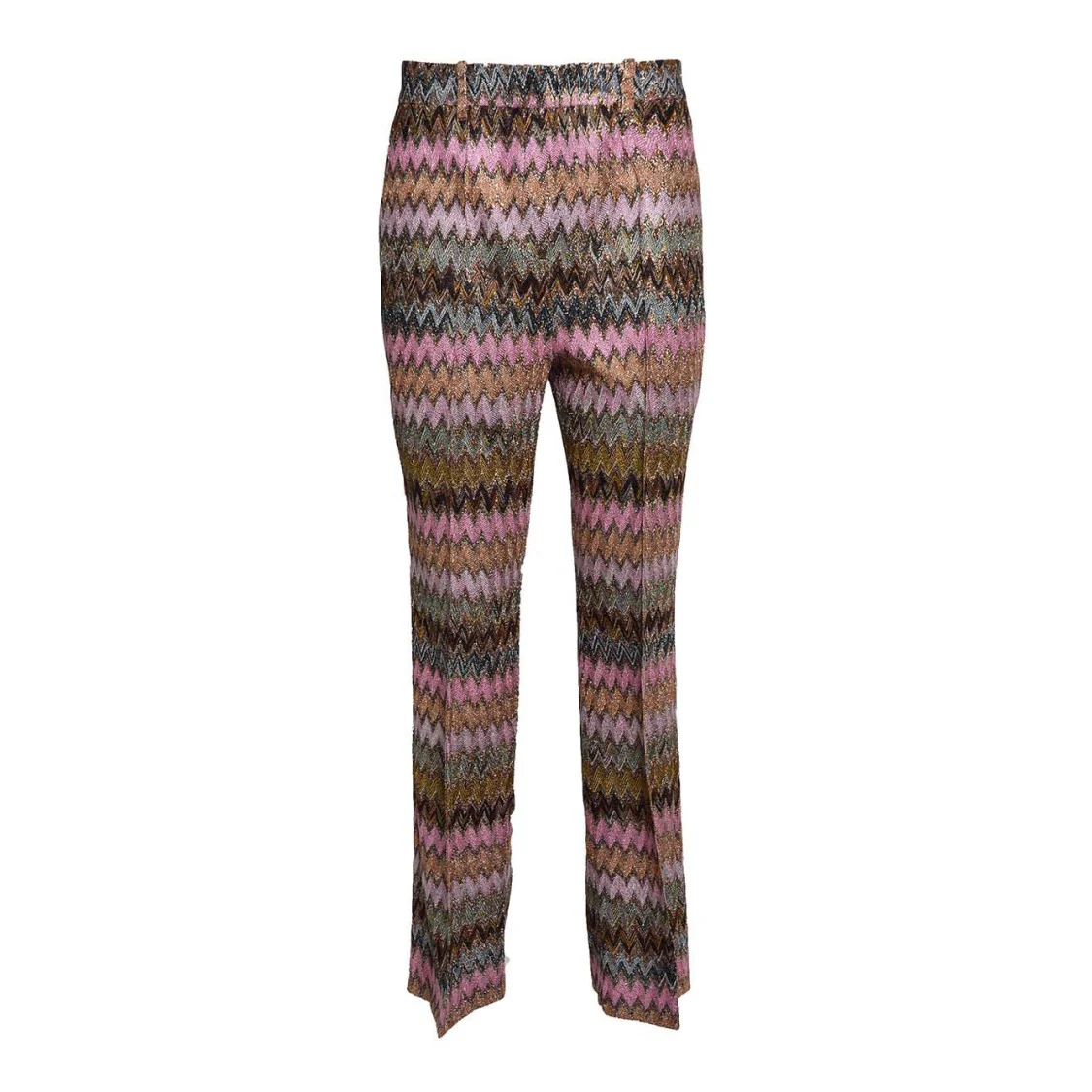 Textured Cropped Pants With Zigzag Lamé Finish