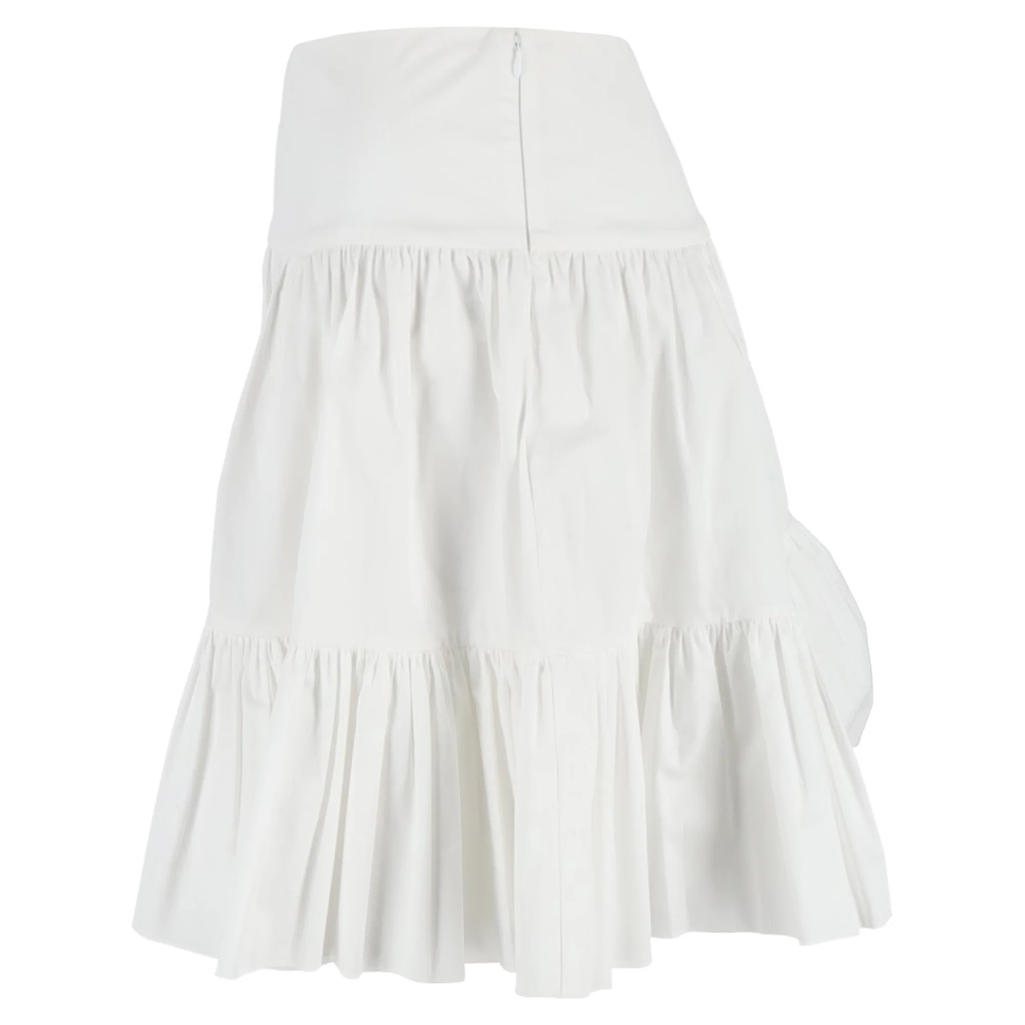 Oscar de la Renta Tiered Skirt in White Cotton