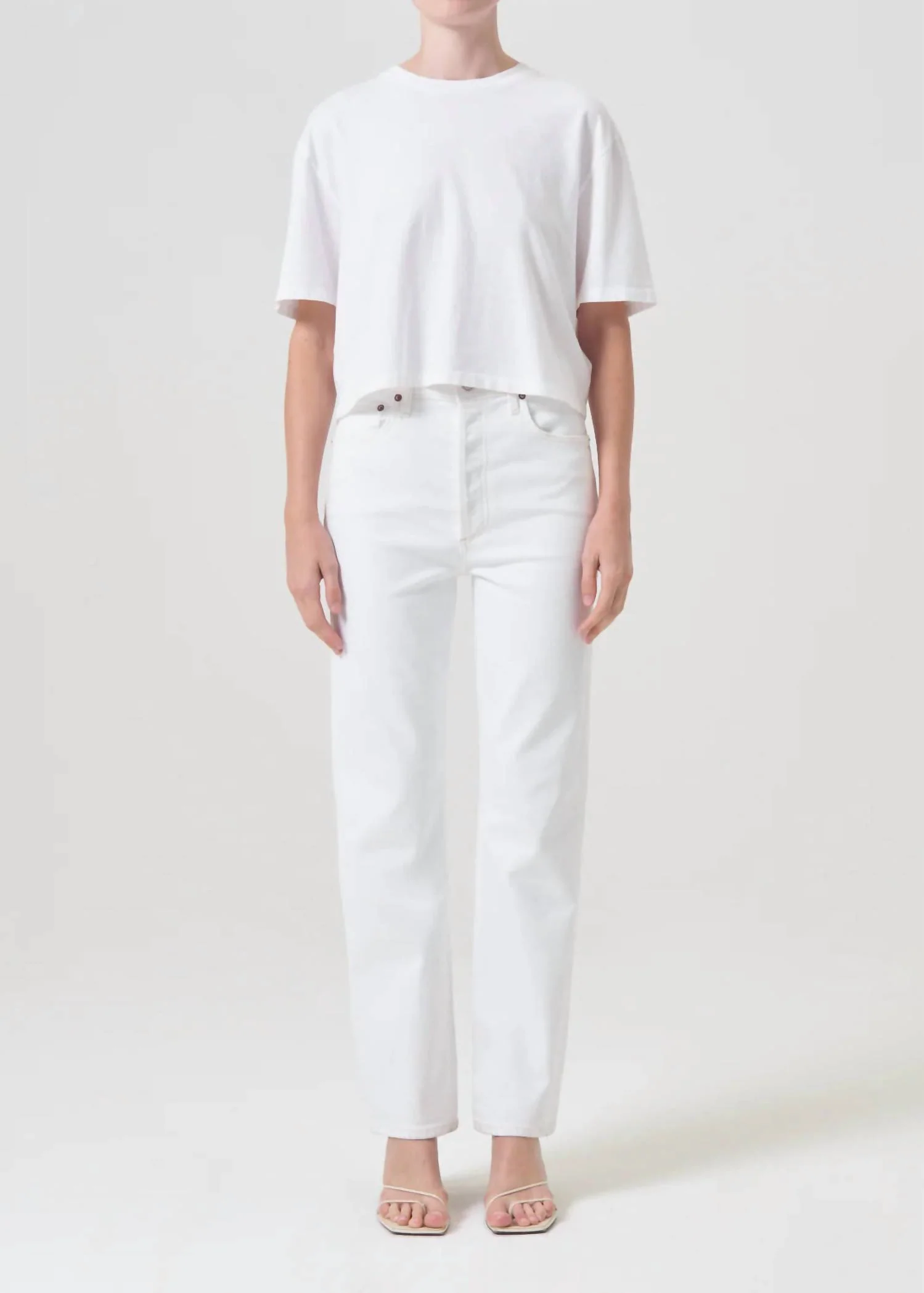 90's Pinch Waist High Rise Straight Jeans In Marshmellow