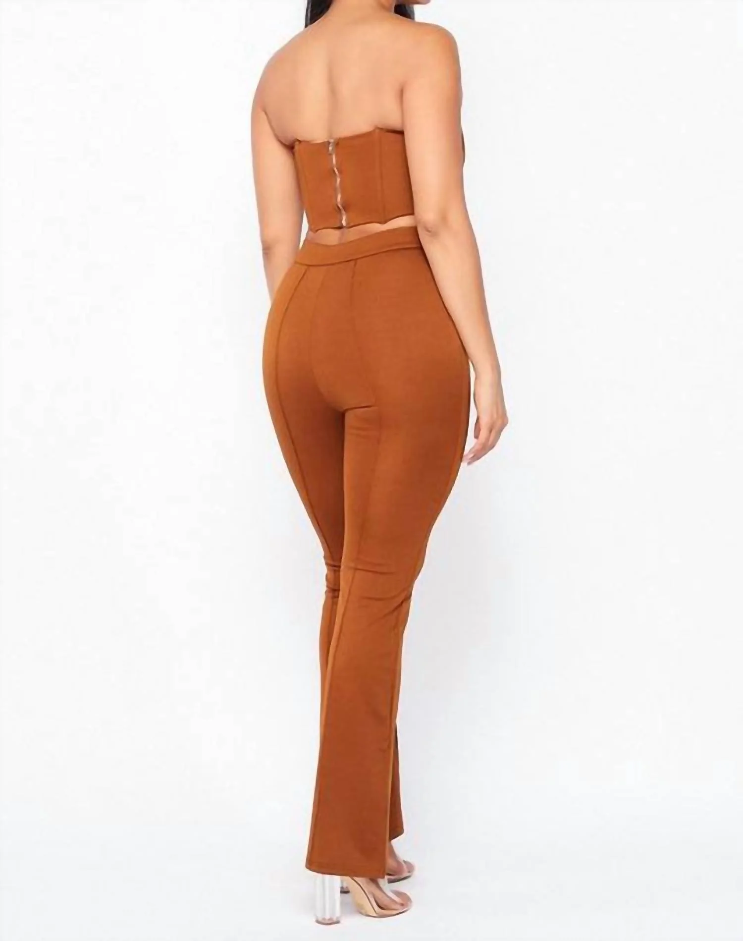 From Day To Night Pant Set In Brown