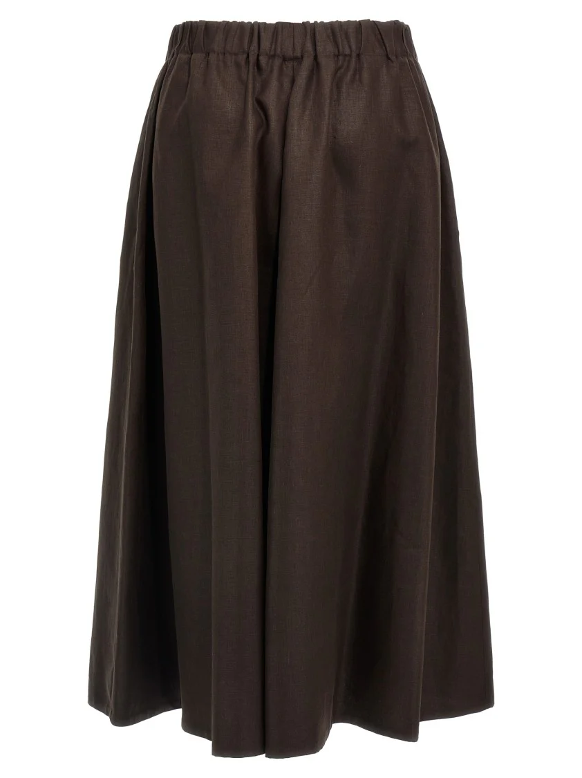 Flowing Linen Full Skirt With Elastic Waistband