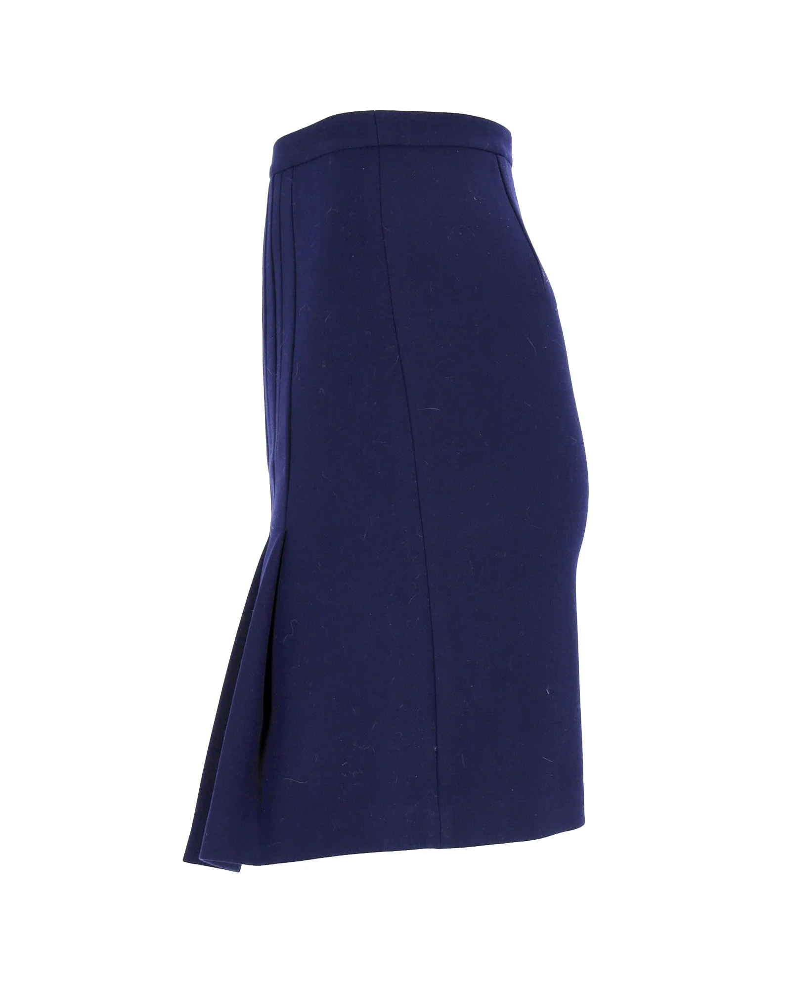 Diane Von Furstenberg Pleated-Back Knee-Length Skirt in Navy Blue Polyester