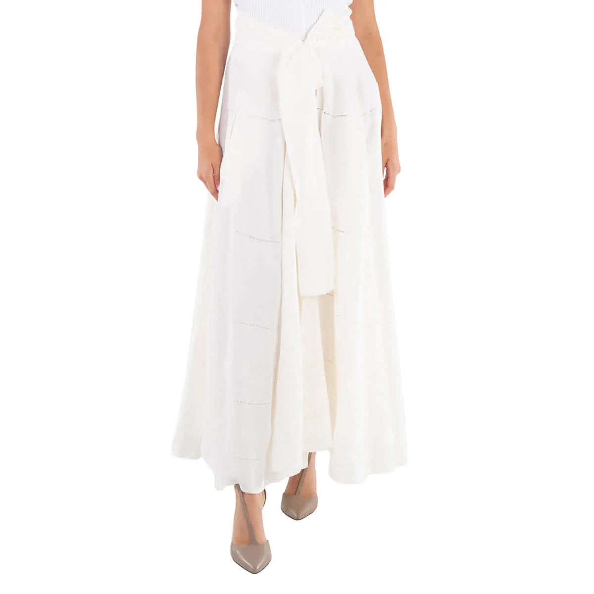 Calcaterra White Doppia Ruota Skirt