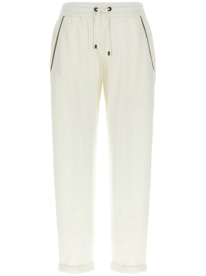 Drawstring Waist Trousers With Turn-Up Hem