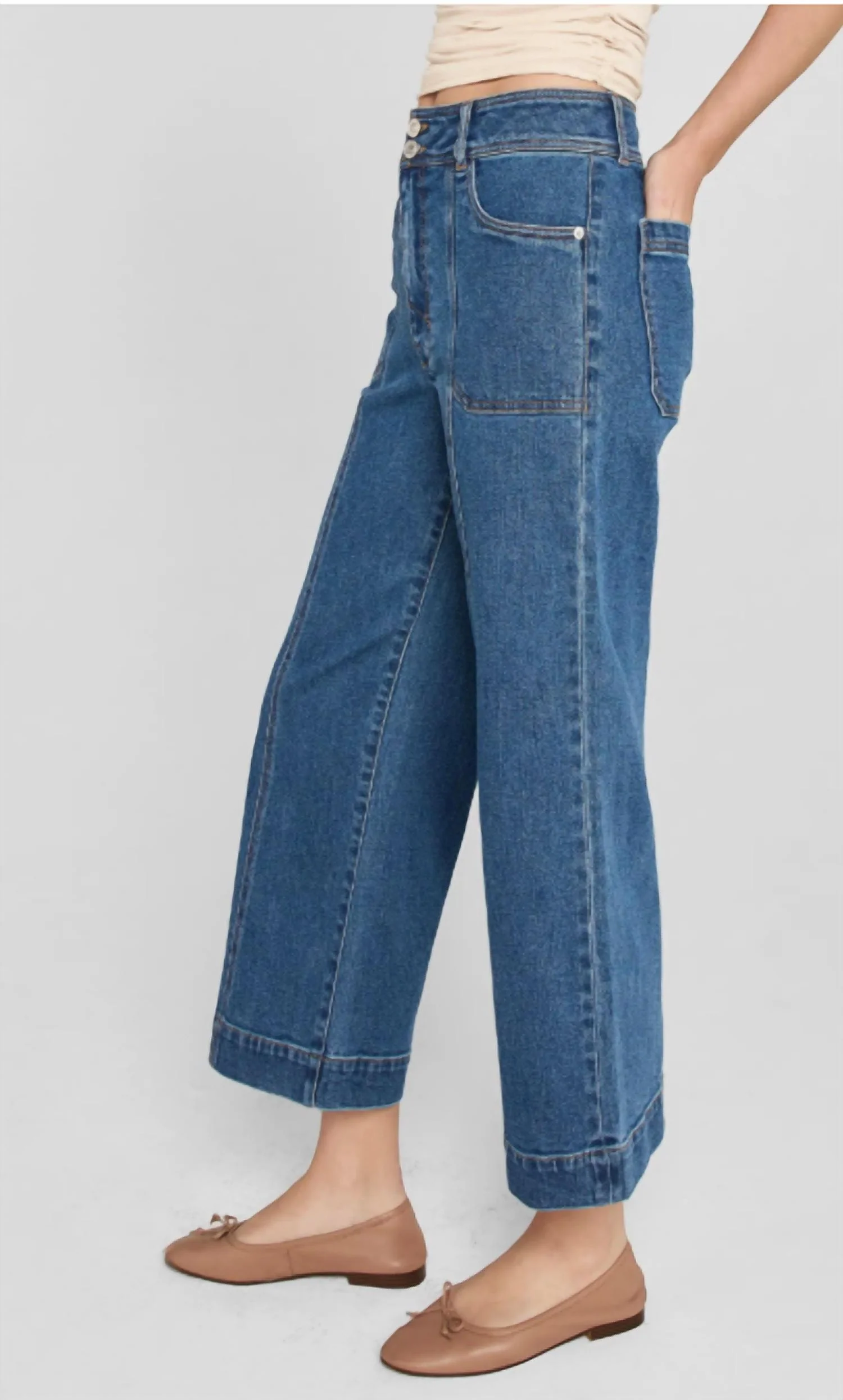 Gemma Wide Leg Jeans In Cruise