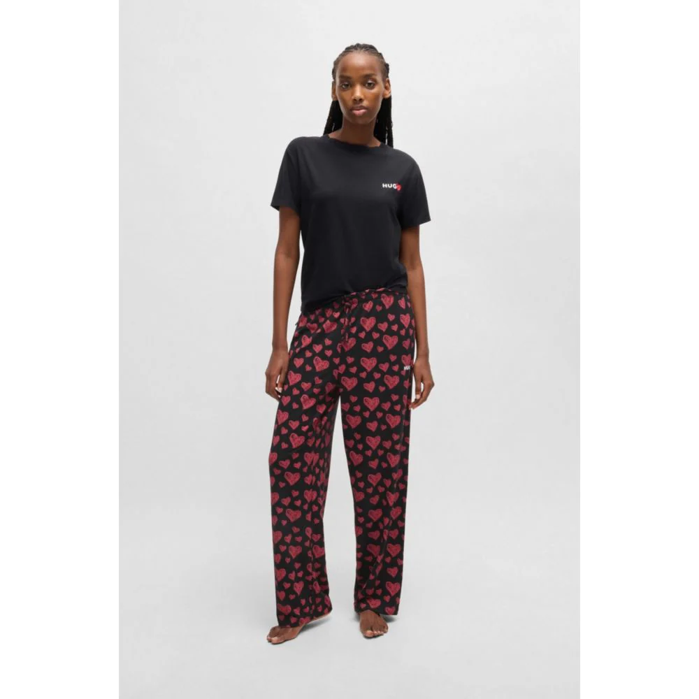 Modal-blend jersey pajama bottoms with repeat heart print