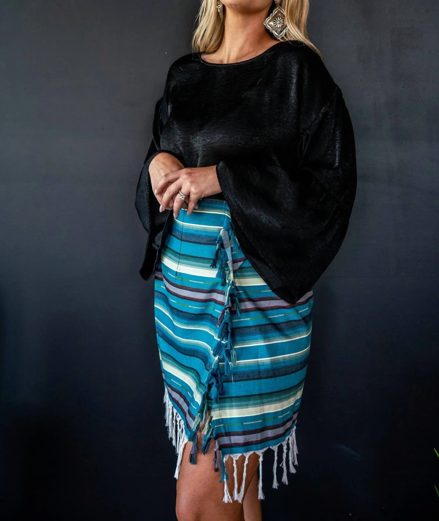 Serape Wrap Skirt In Blue