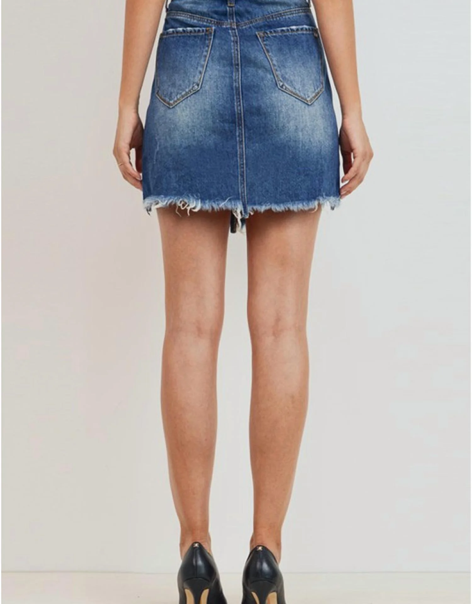 Button Down Midi Skirt In Blue