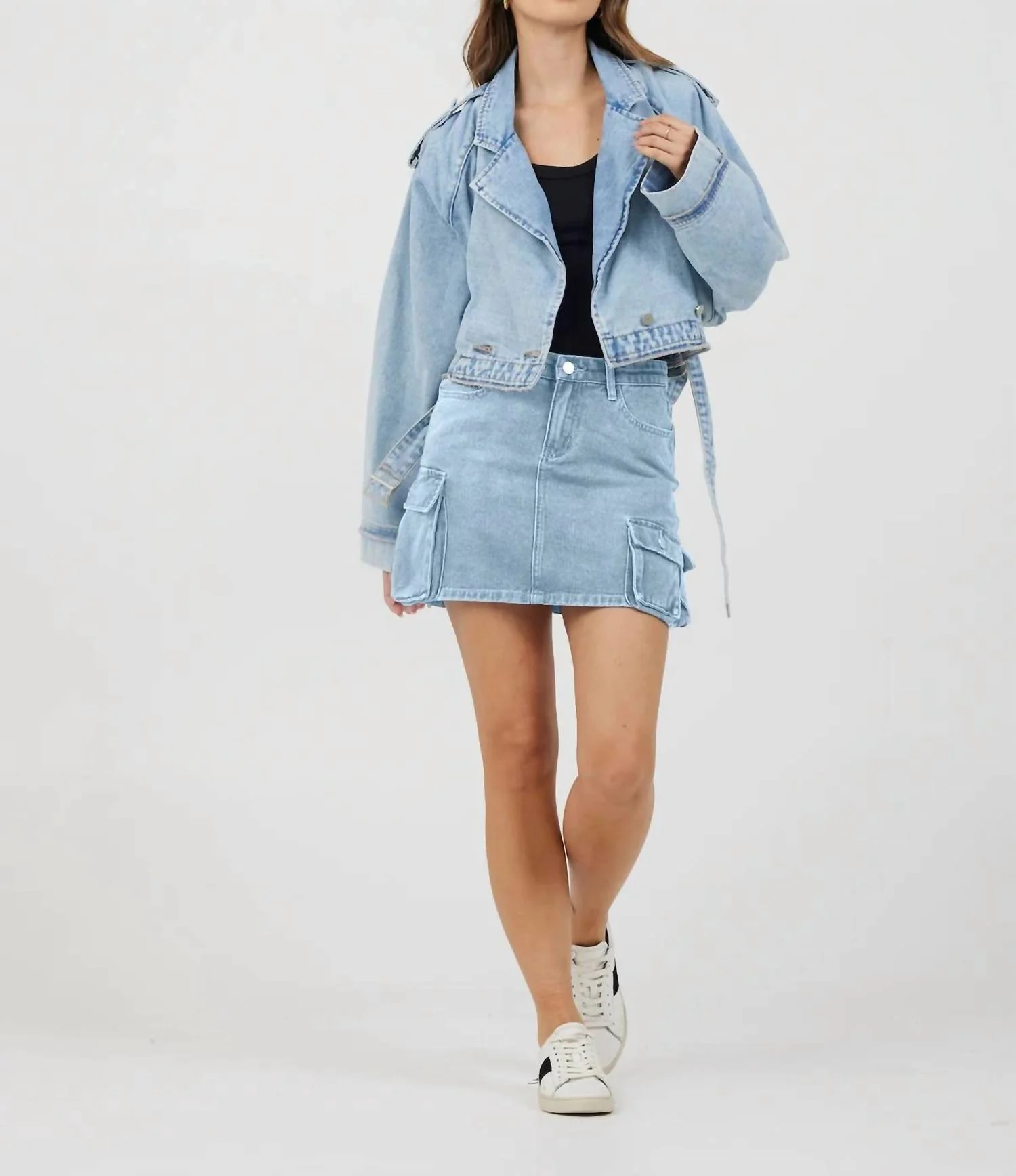Cargo Skirt In Denim Blue