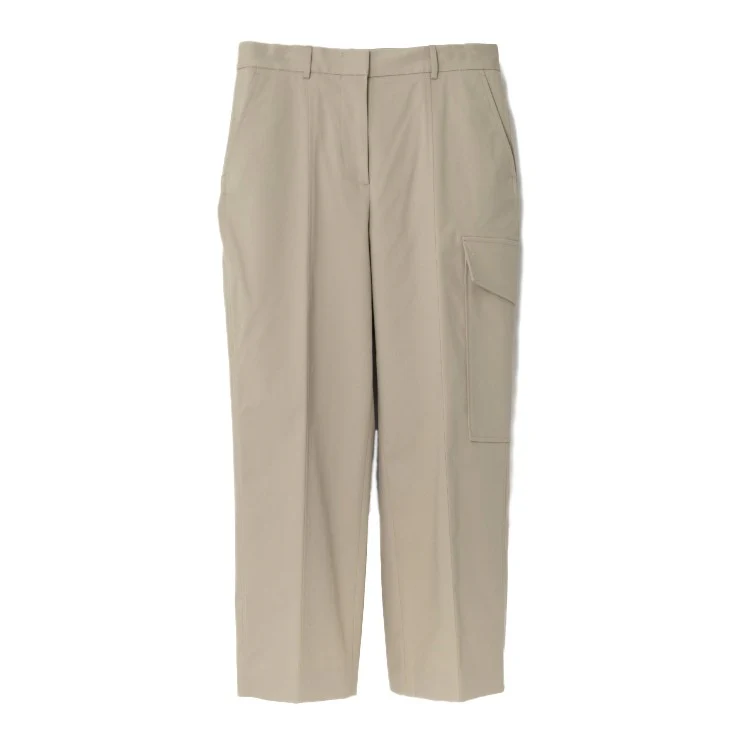 Relaxed Fit Beige Cargo Pants With Straight Leg Design