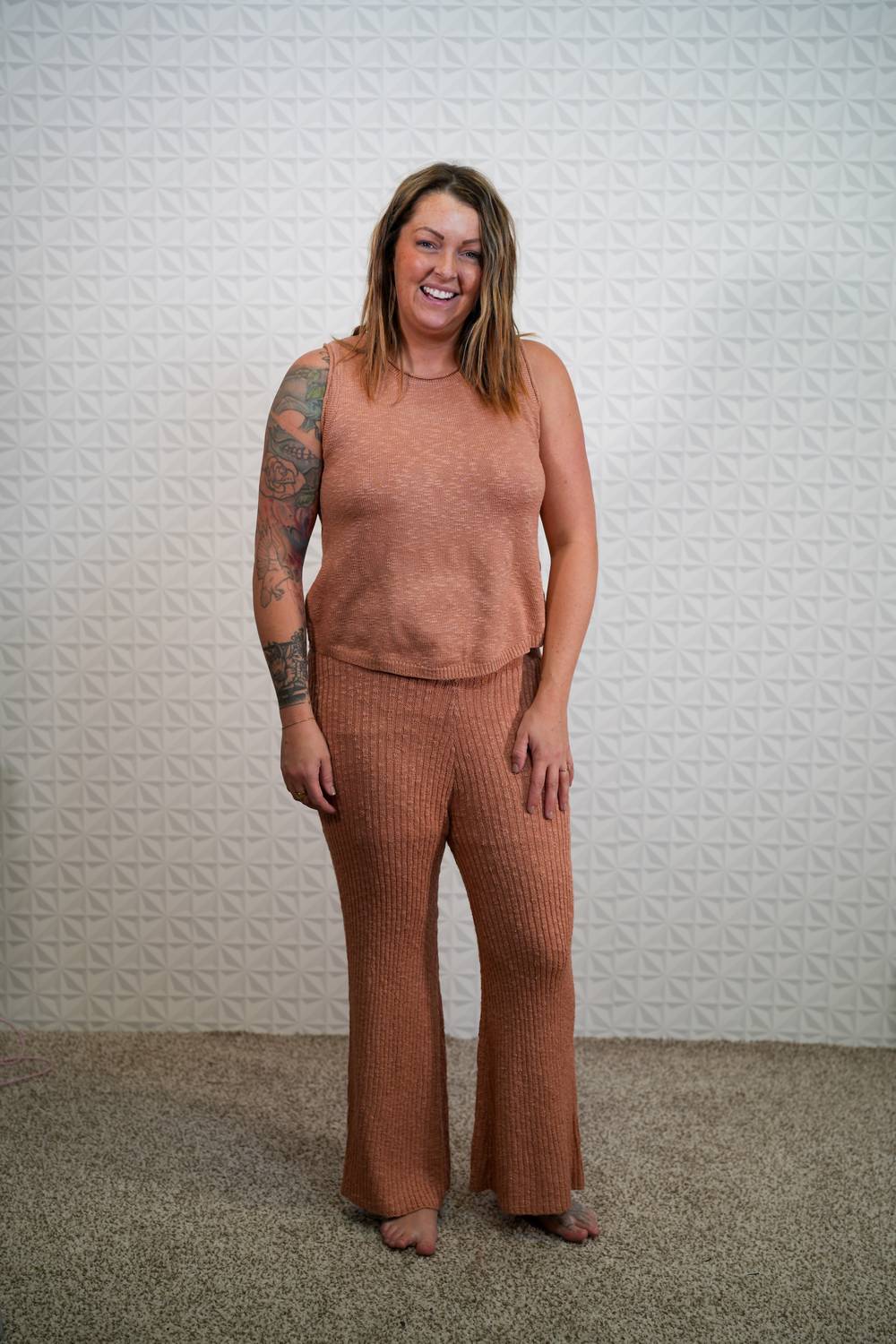 Away We Go Two Piece Sweater Set In Terracotta