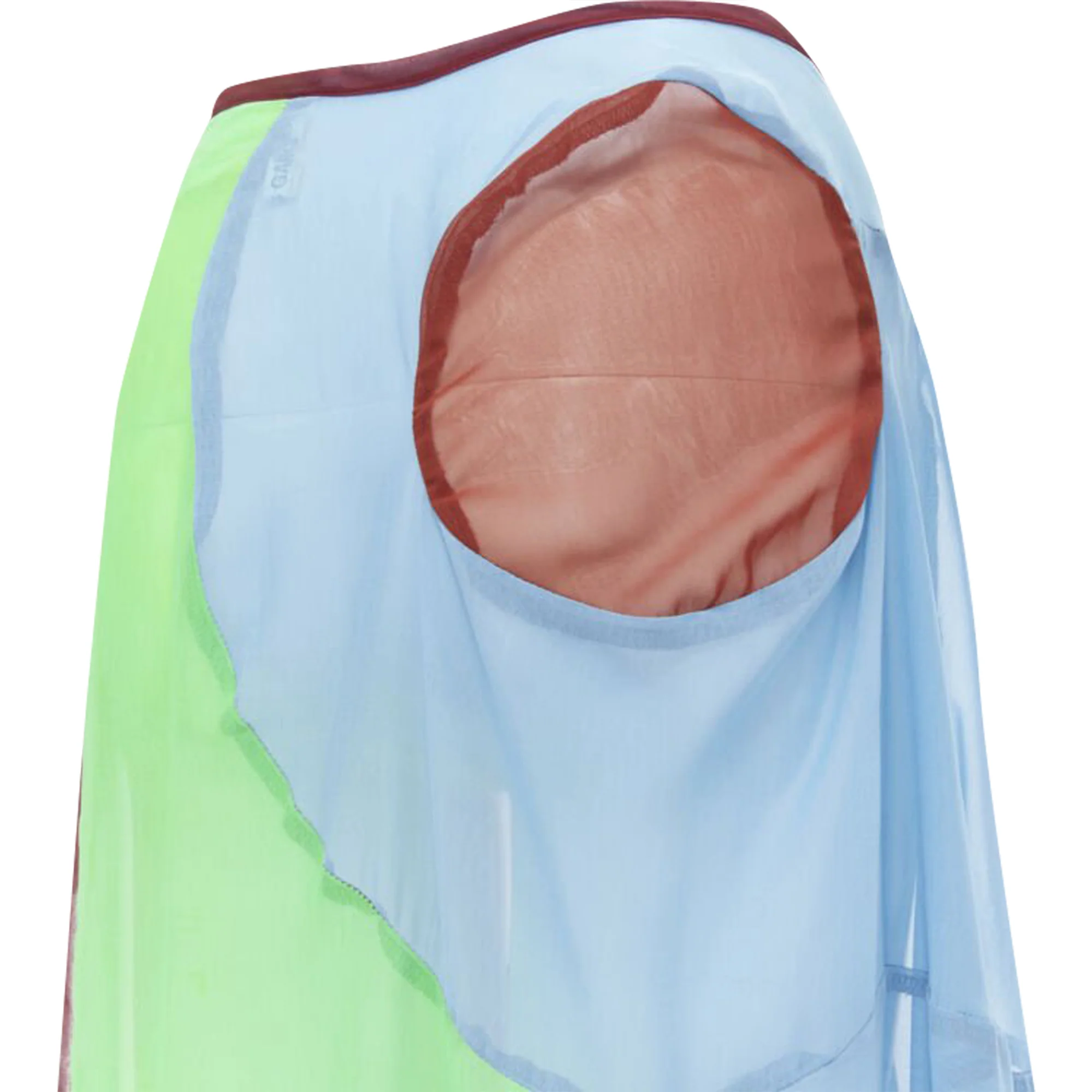 Comme Des Garcons curved seam optical color sheer skirt