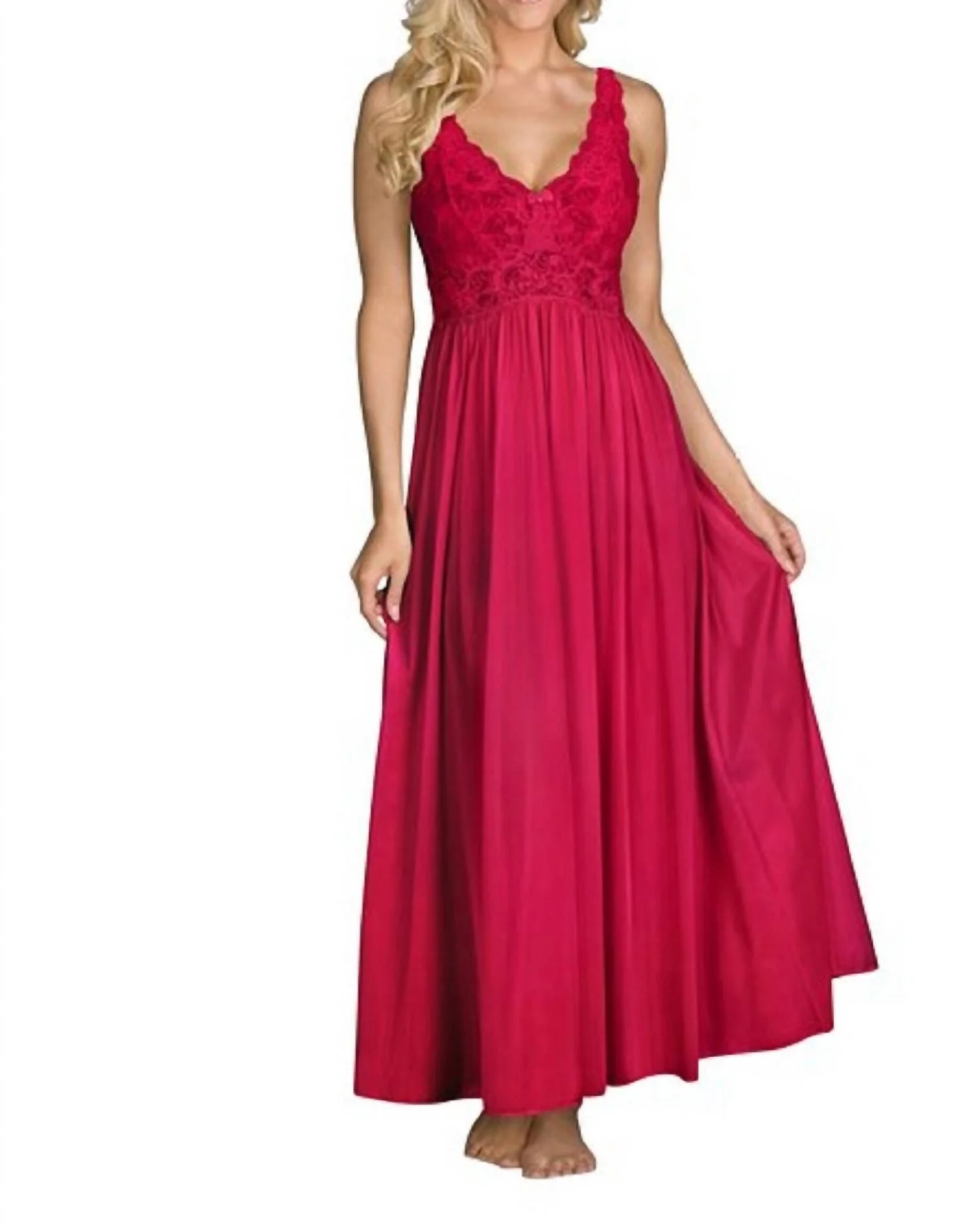 Silhouette 53 Inch Sleeveless Long Gown In Red