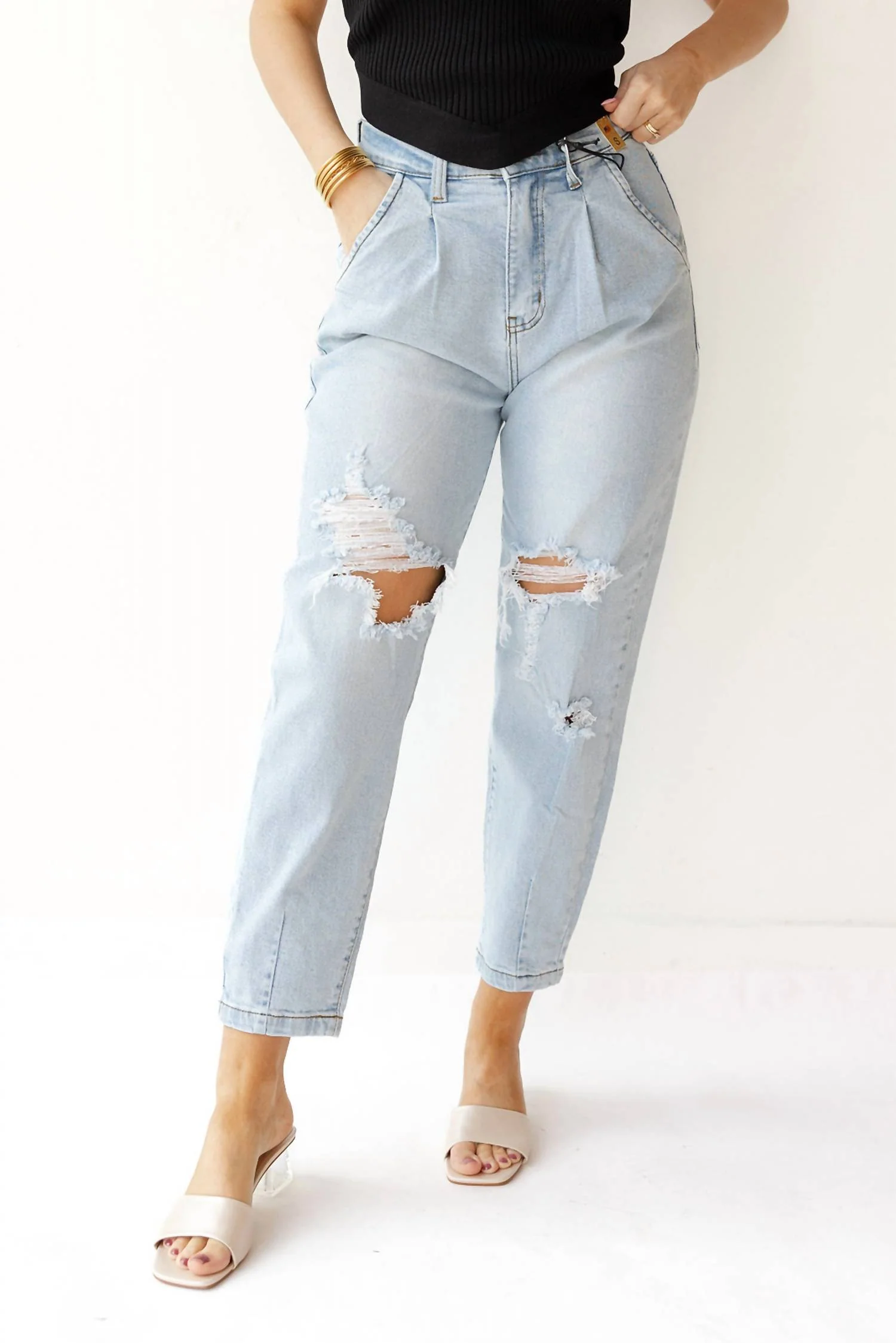 Bobbi Balloon Jeans In Light Stone