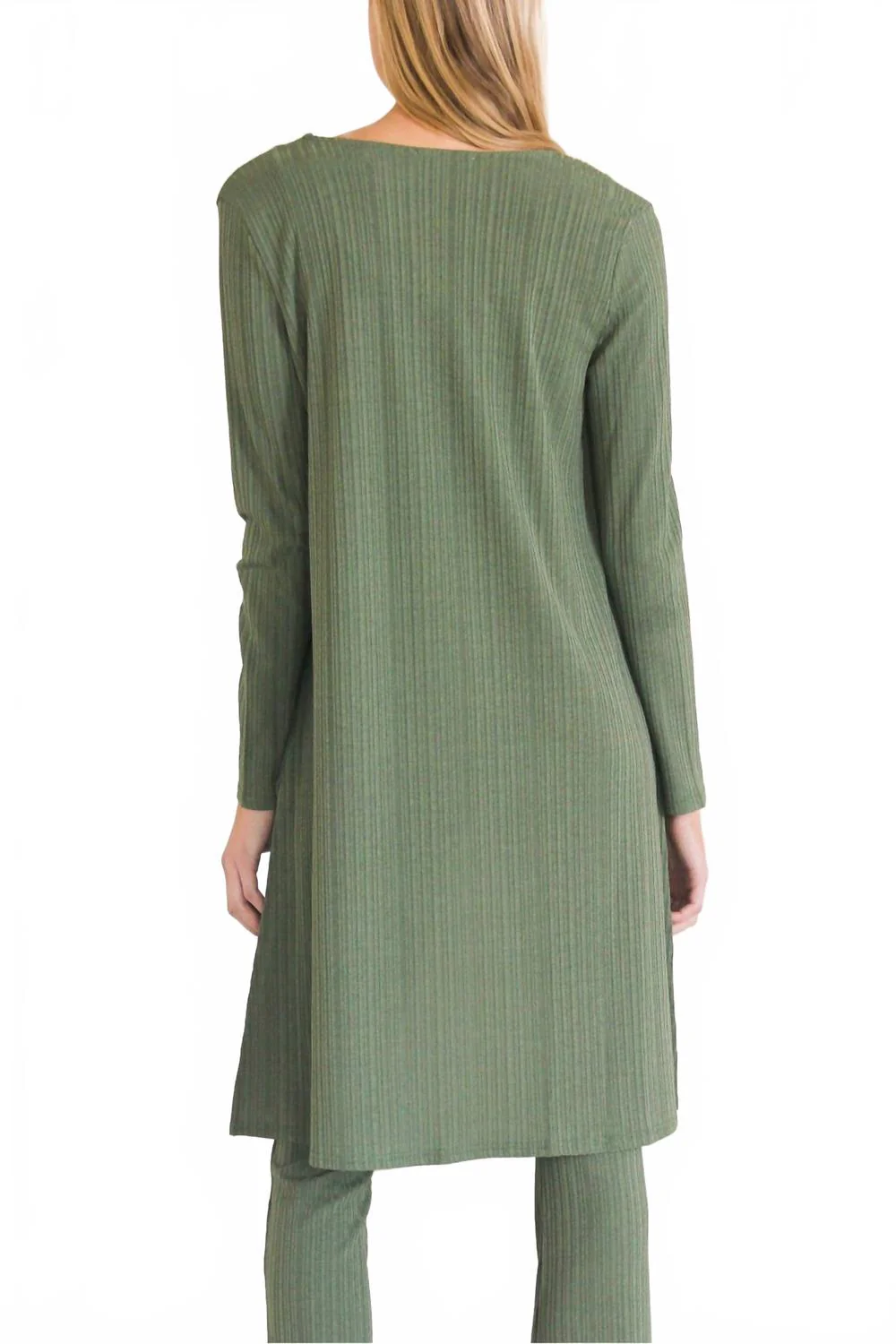 3 Piece Rib Knit Set In Olive