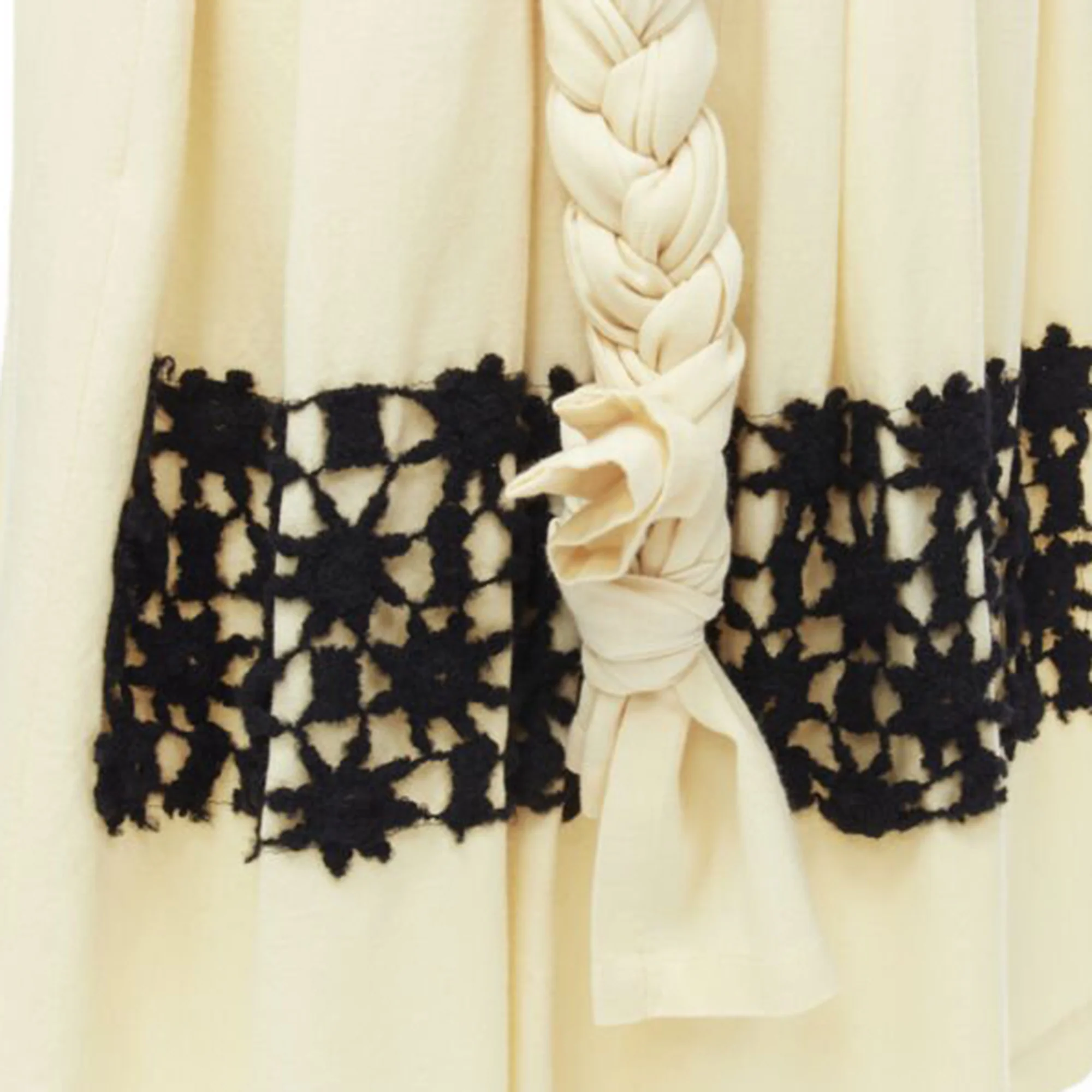 Comme des Garcons cream wool braid lattice embroidery skirt