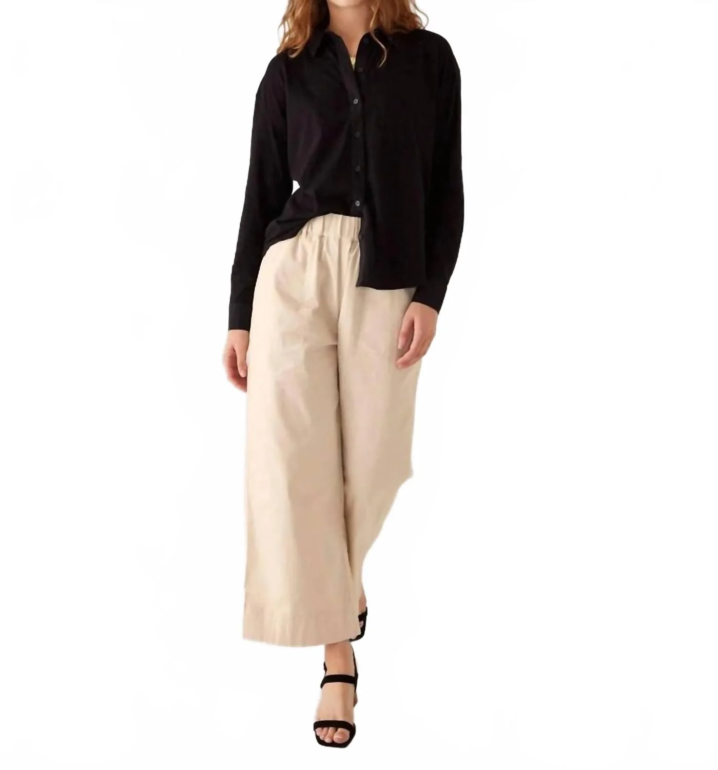 Sammie Twill Wide Leg Pant In Bone