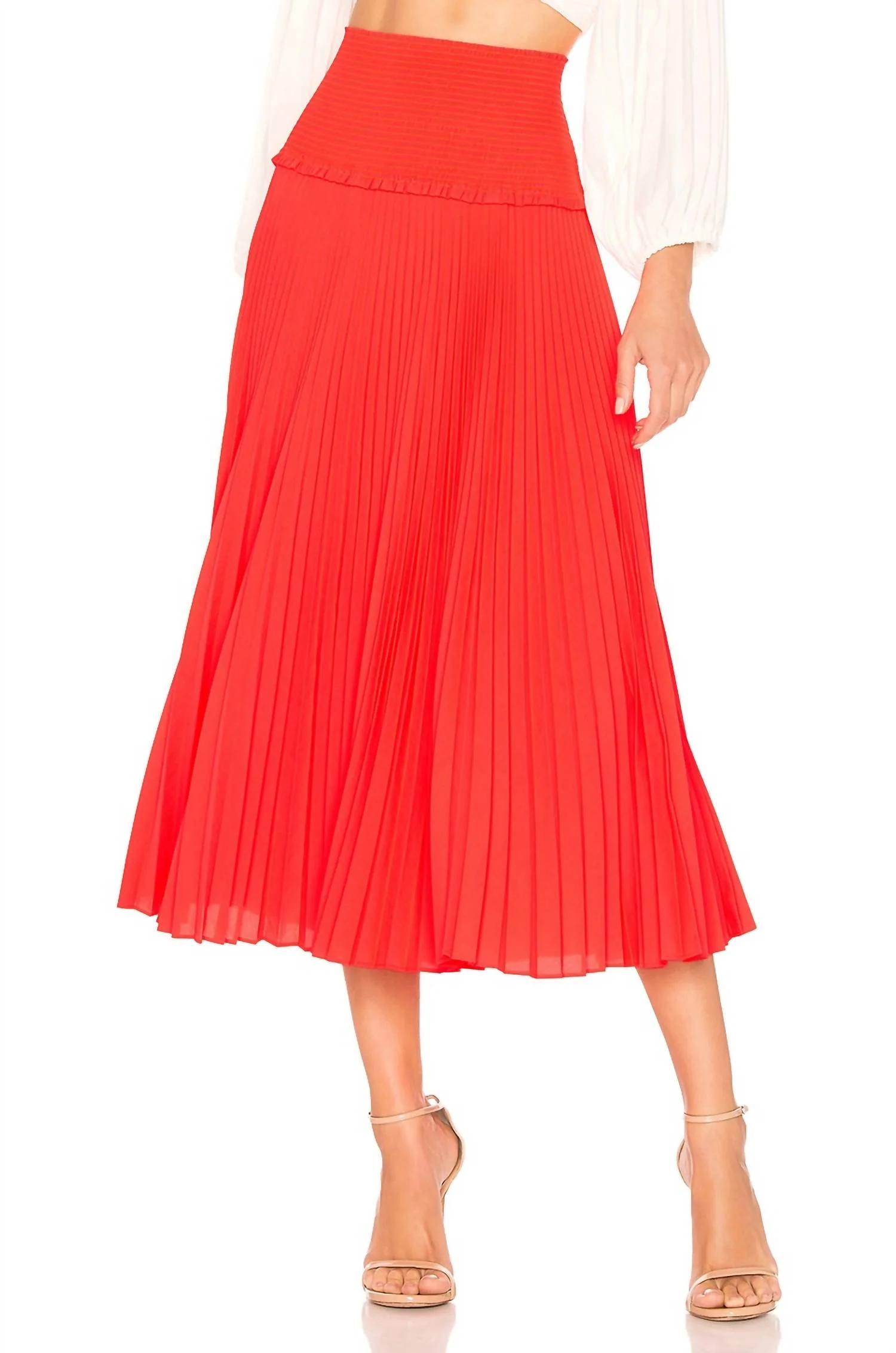 Herdrin Fire Midi Skirt In Neon Orange
