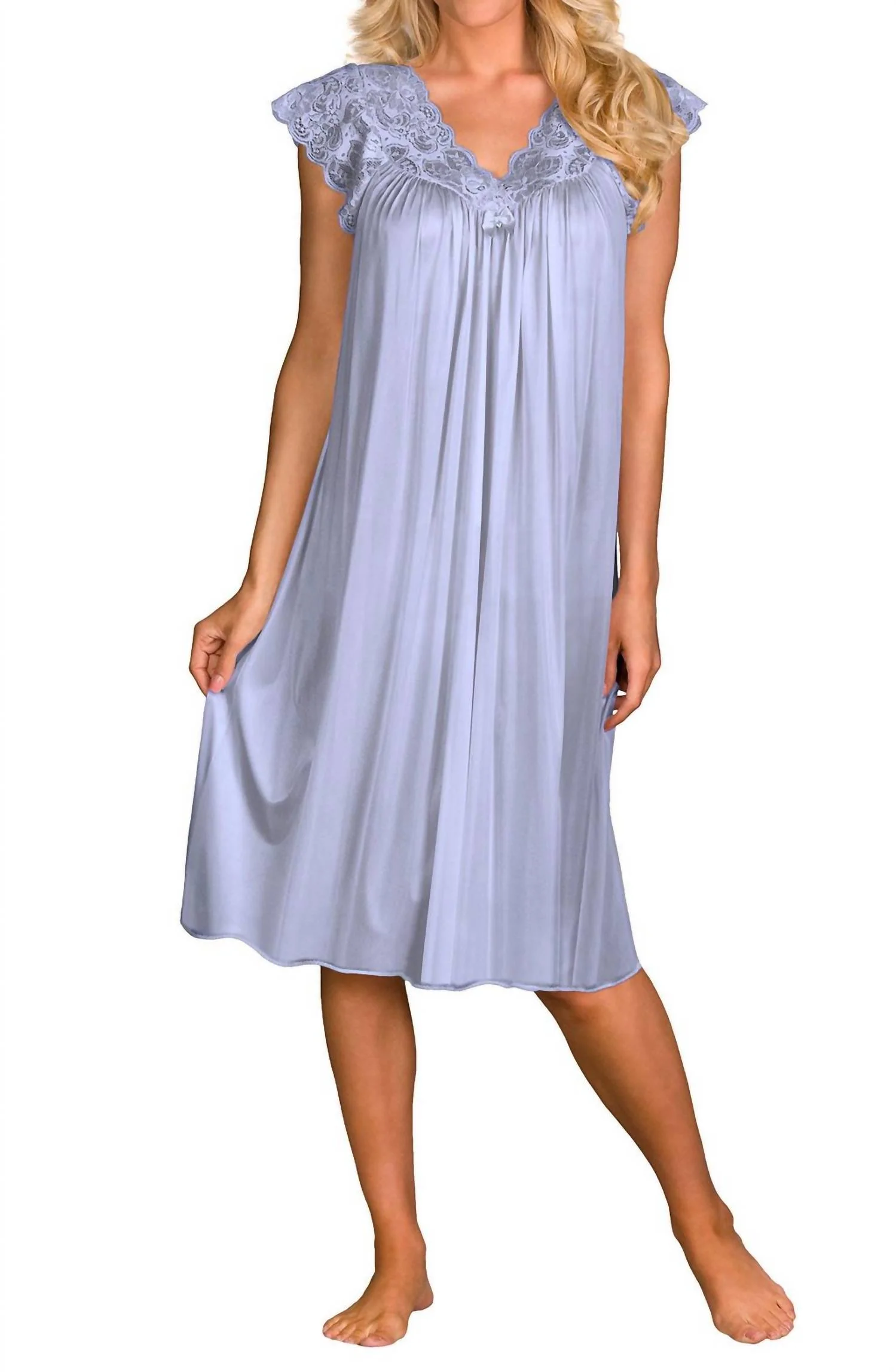Short Lace Cap Sleeve Nightgown In Peri Frost