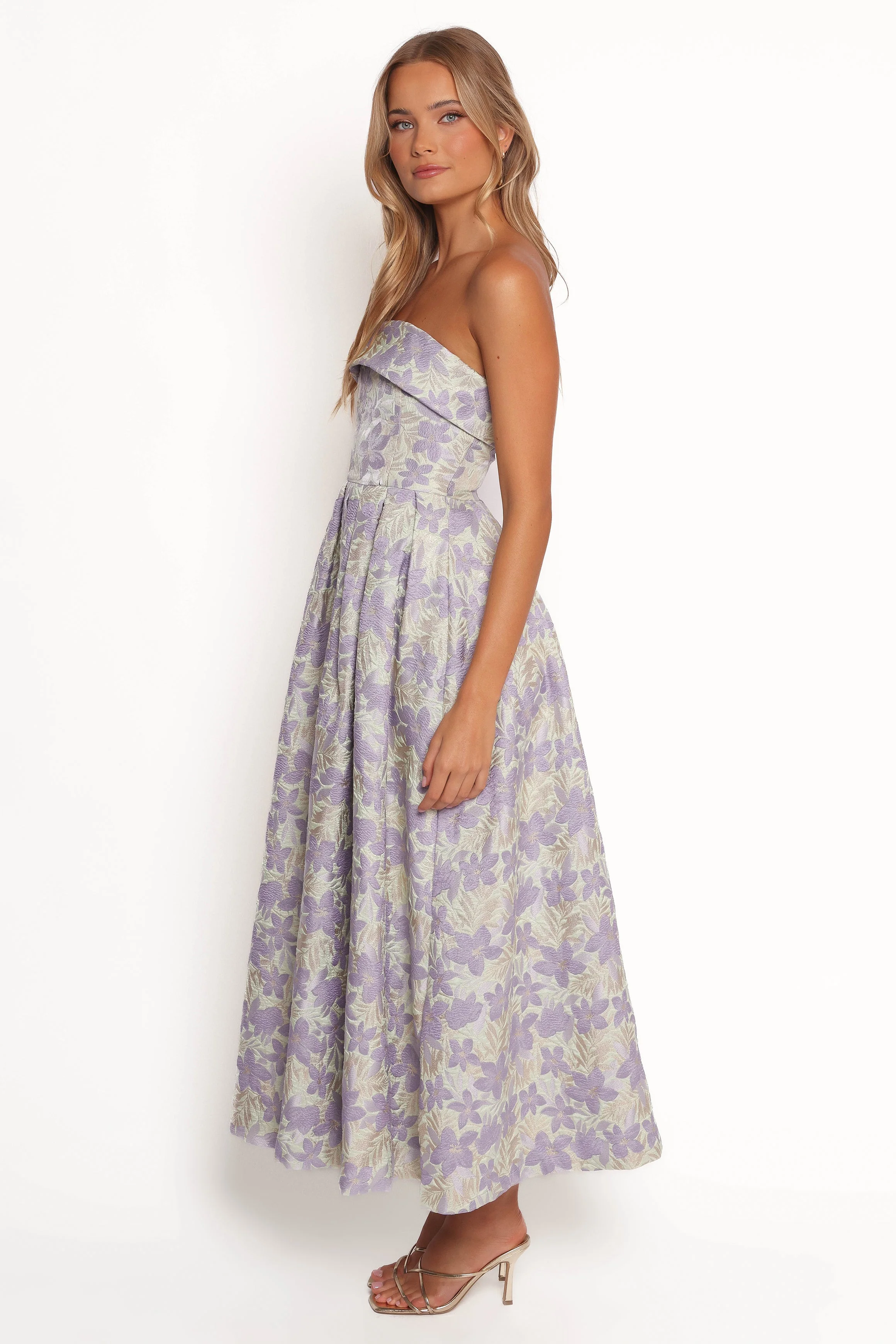 Rhea Strapless Midi Dress - Sage Floral