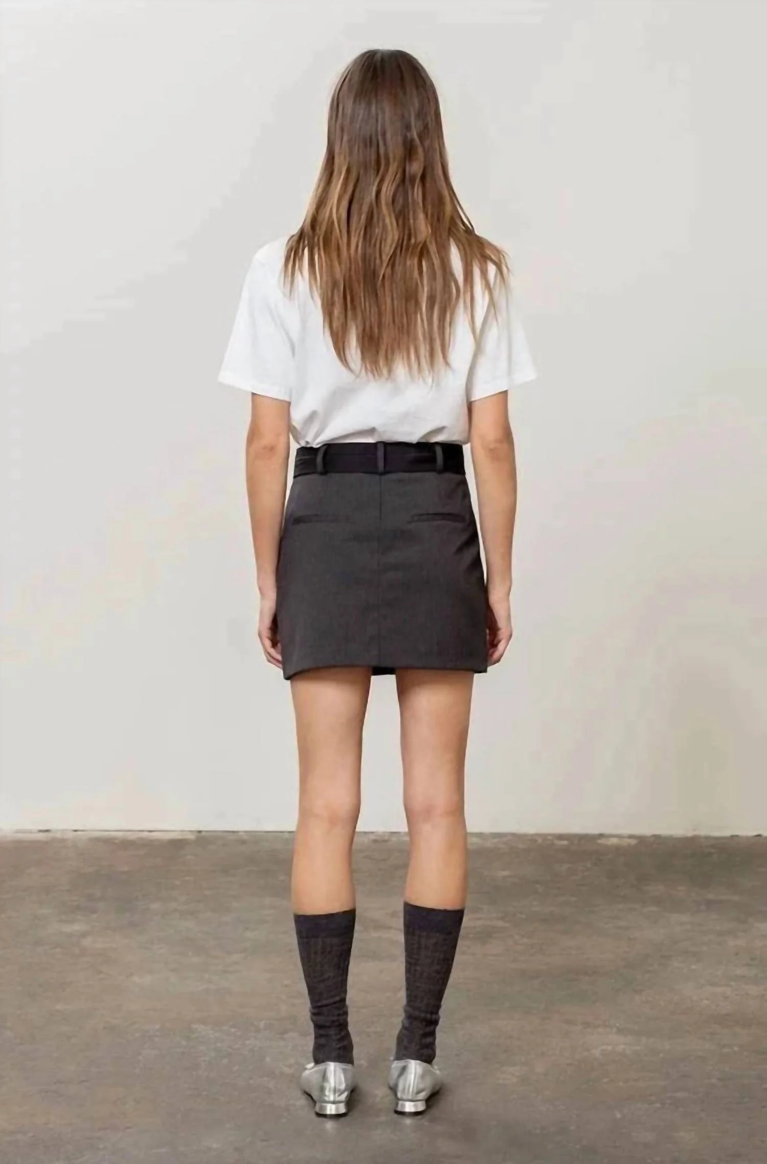 Charcoal Stripe Mini Skirt In Charcaol