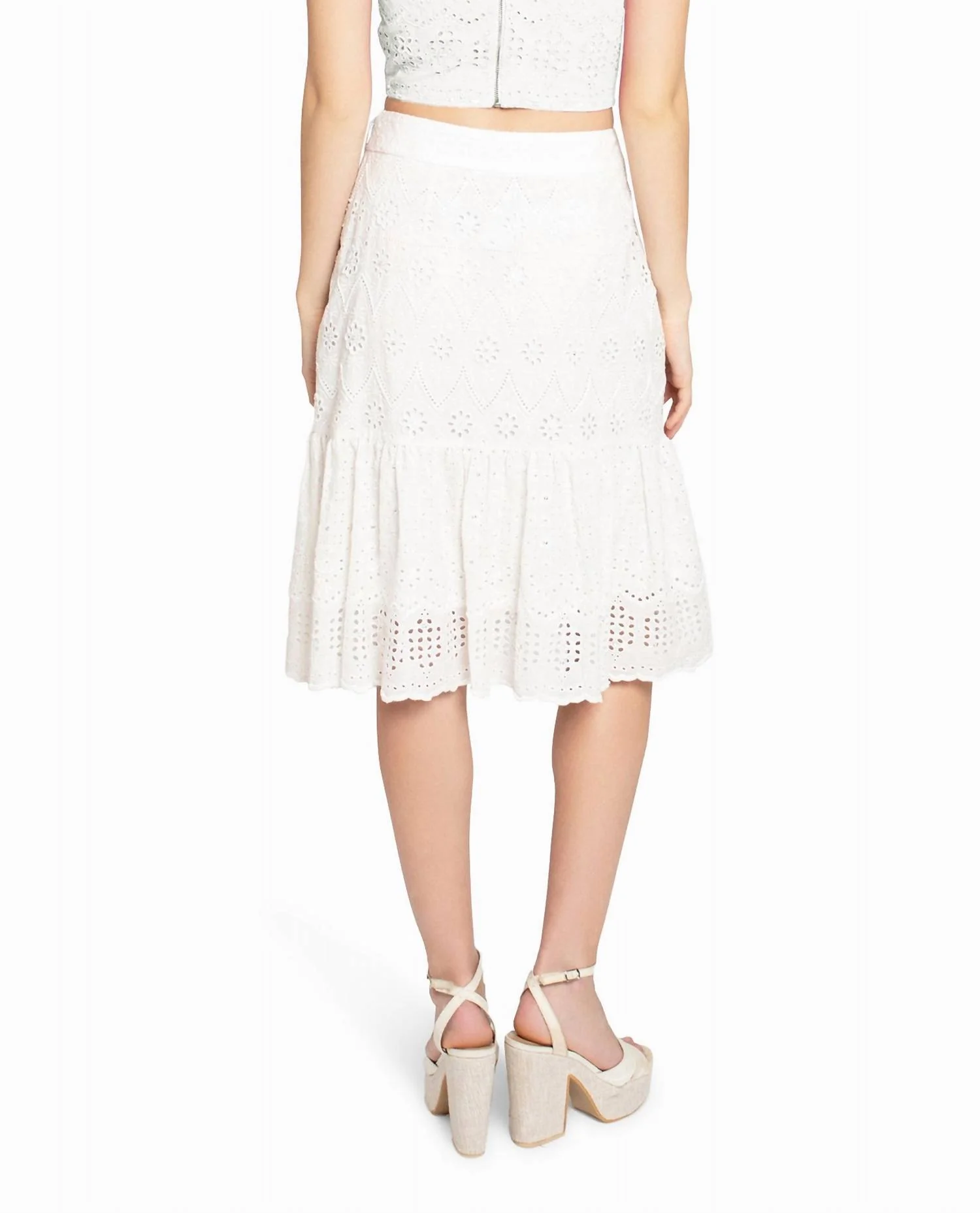 Embellished Eyelet Mini Skirt In White