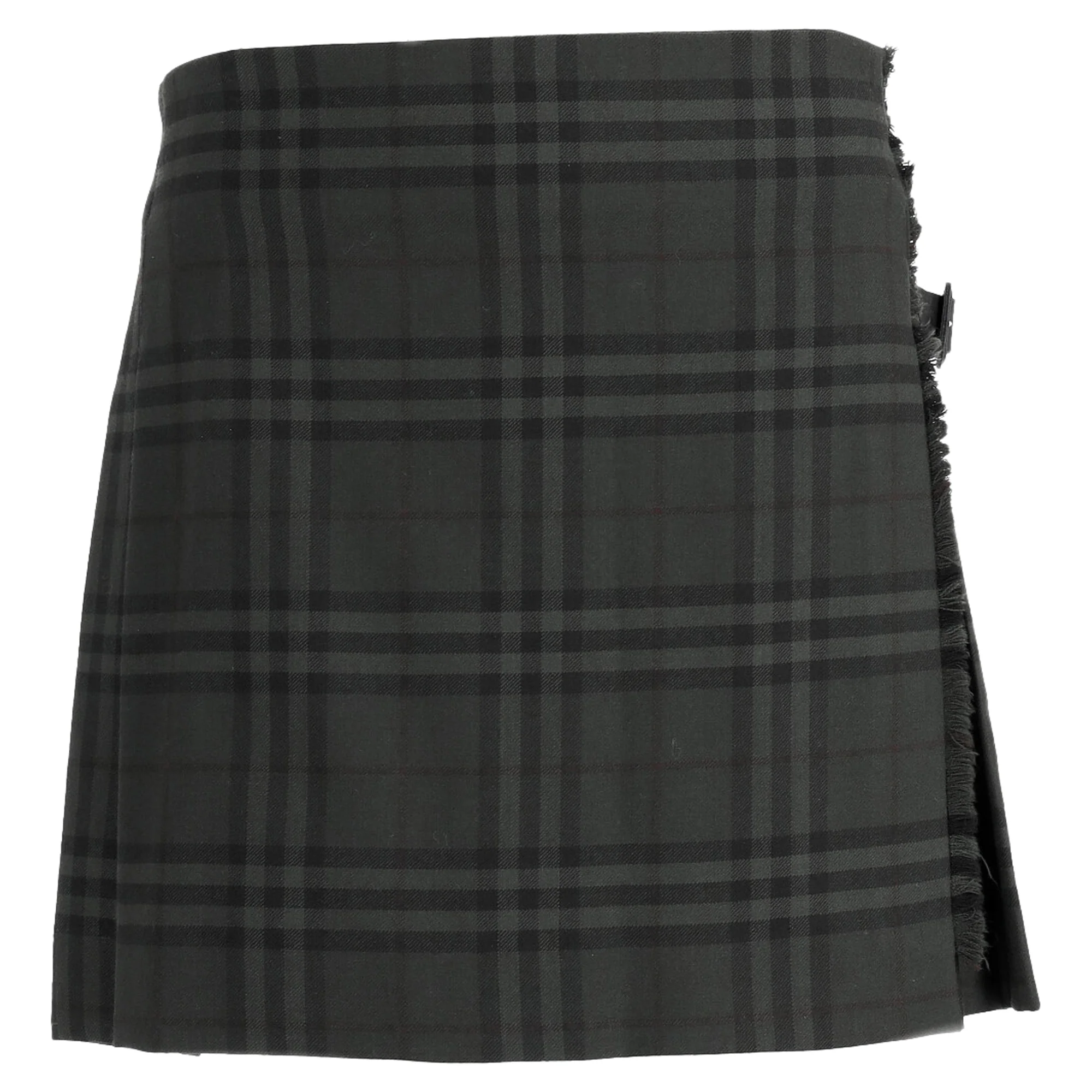 Burberry Plaid Pleated Mini Skirt in Olive Wool