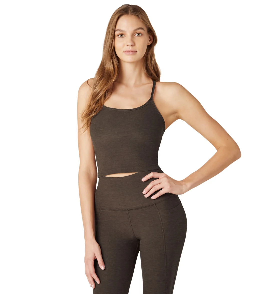 Beyond Yoga Spacedye Slim Racerback Cropped Tank Chocolate Chip Espresso