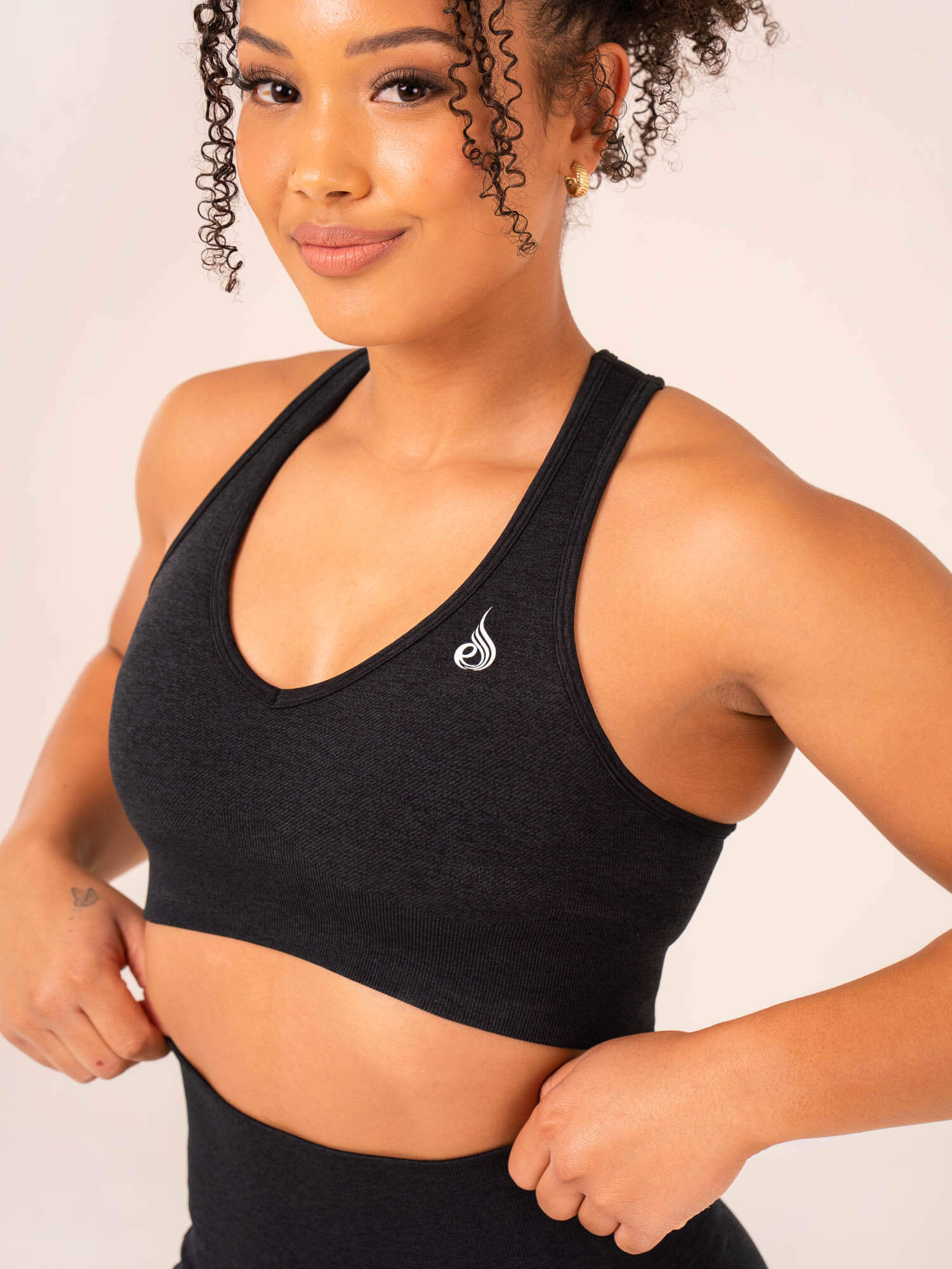 Contour Seamless Sports Bra - Black Marl
