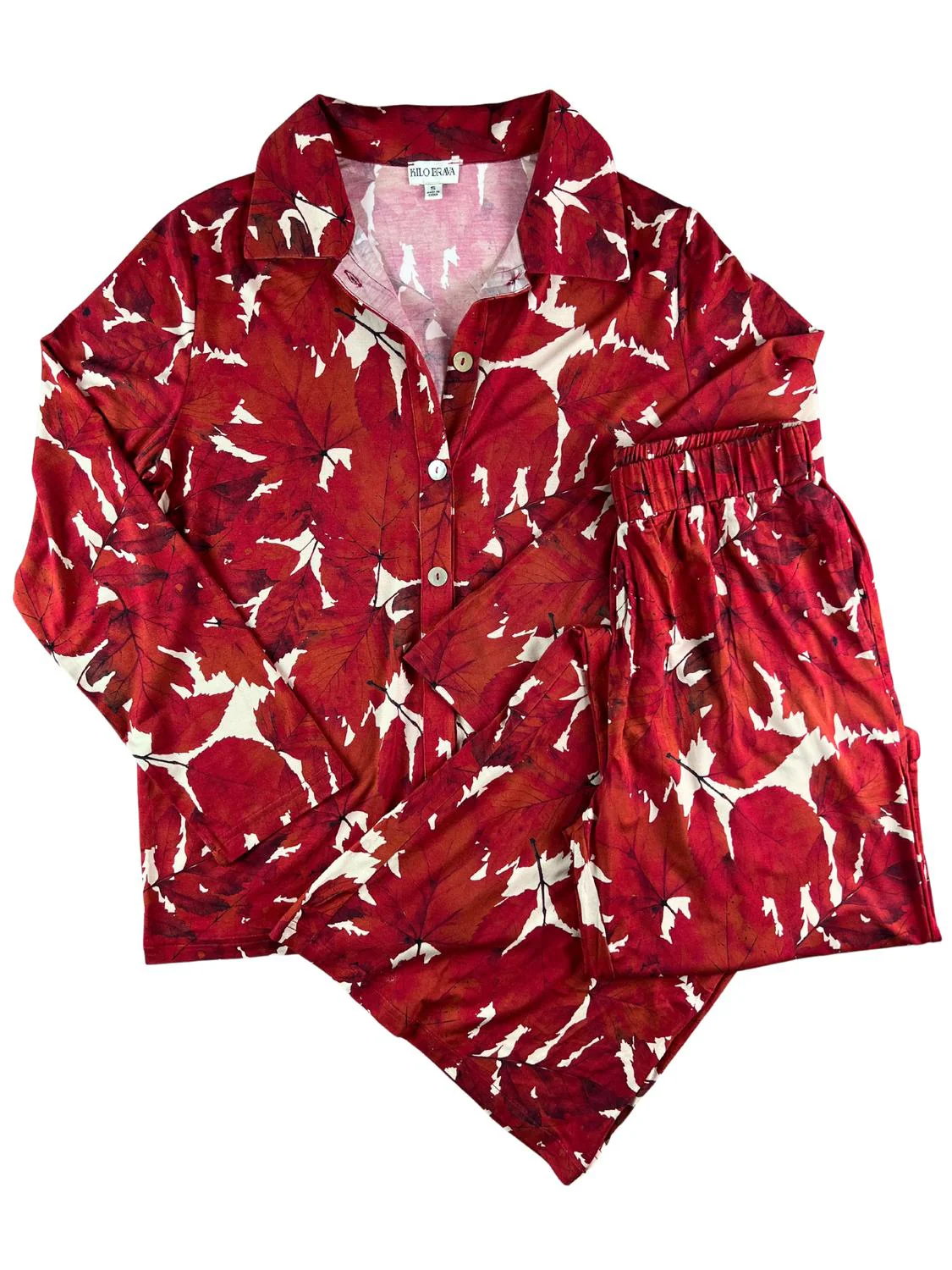 Fallen Leaves Pajama Set In Leaf Print