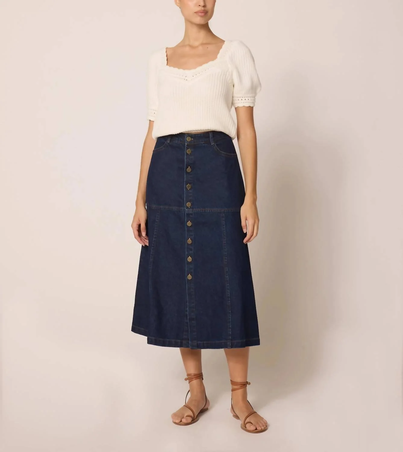 Josie Midi Skirt In Dark Denim