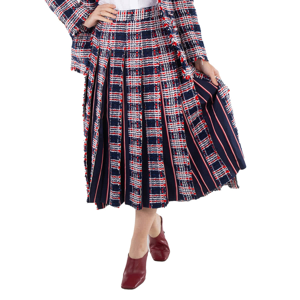 Thom Browne Ladies Chenille Tweed Pleated Skirt, Brand Size 38 (US Size 2)