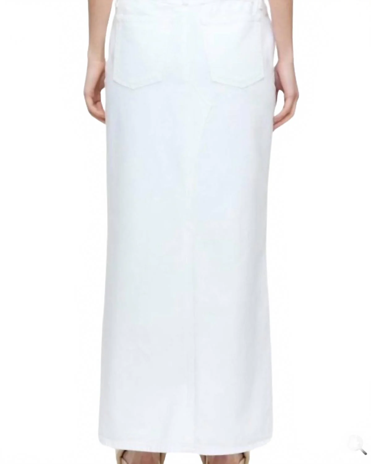 5 Pocket Denim Maxi Skirt In White