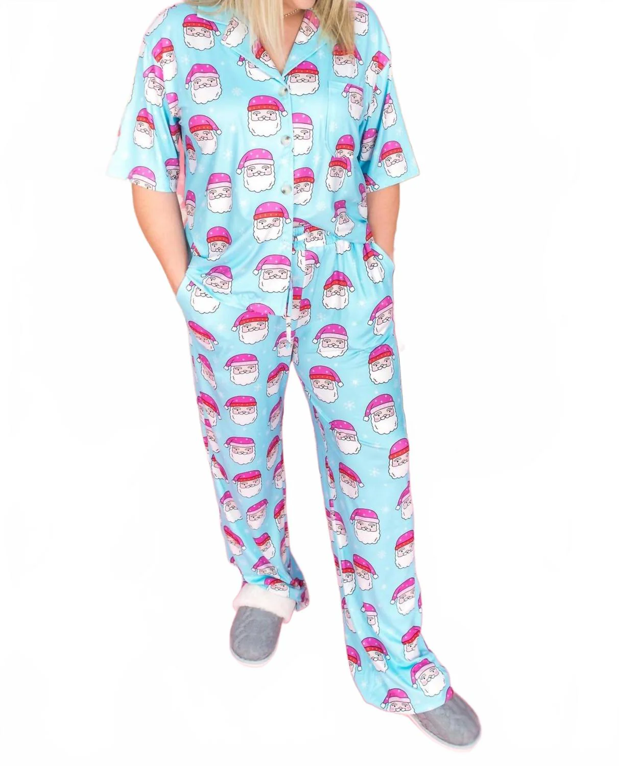 On Repeat Santa Clause Pj Set In Blue