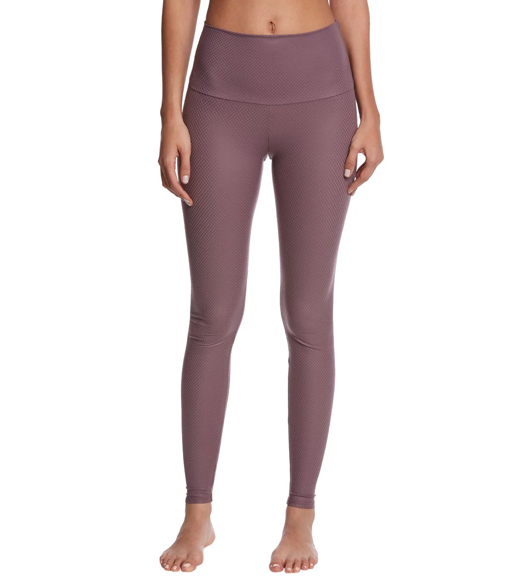Onzie High Waisted Yoga Leggings Purple Haze Fishnet