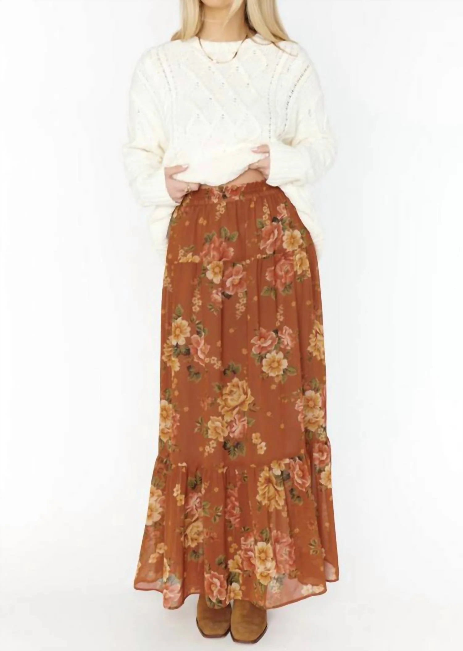Larina Midi Skirt In Garden Harvest
