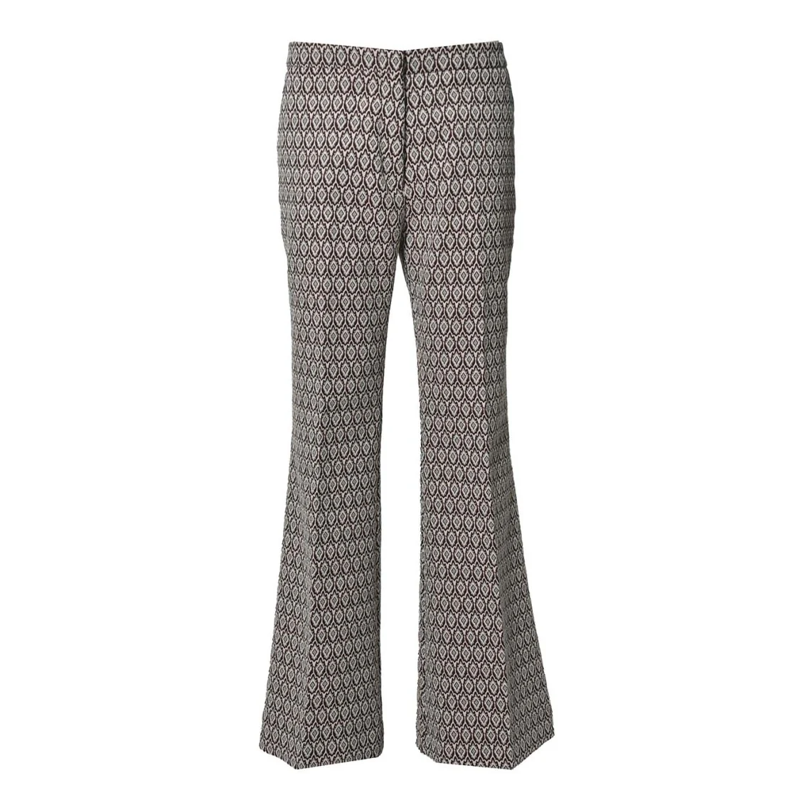 Multicolored Jacquard Cotton Flare Trousers
