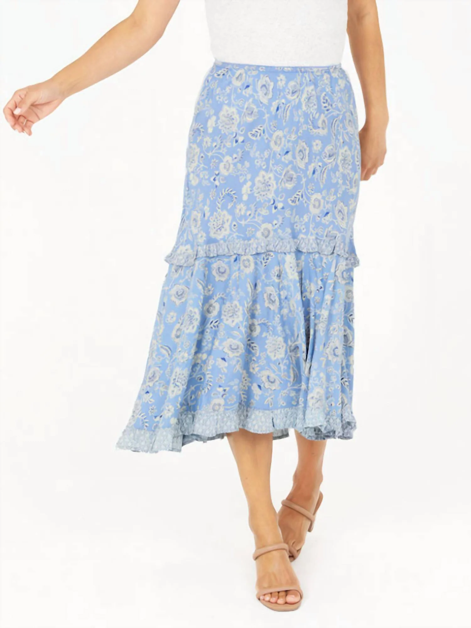 Santorini Midi Skirt In Blue Multi