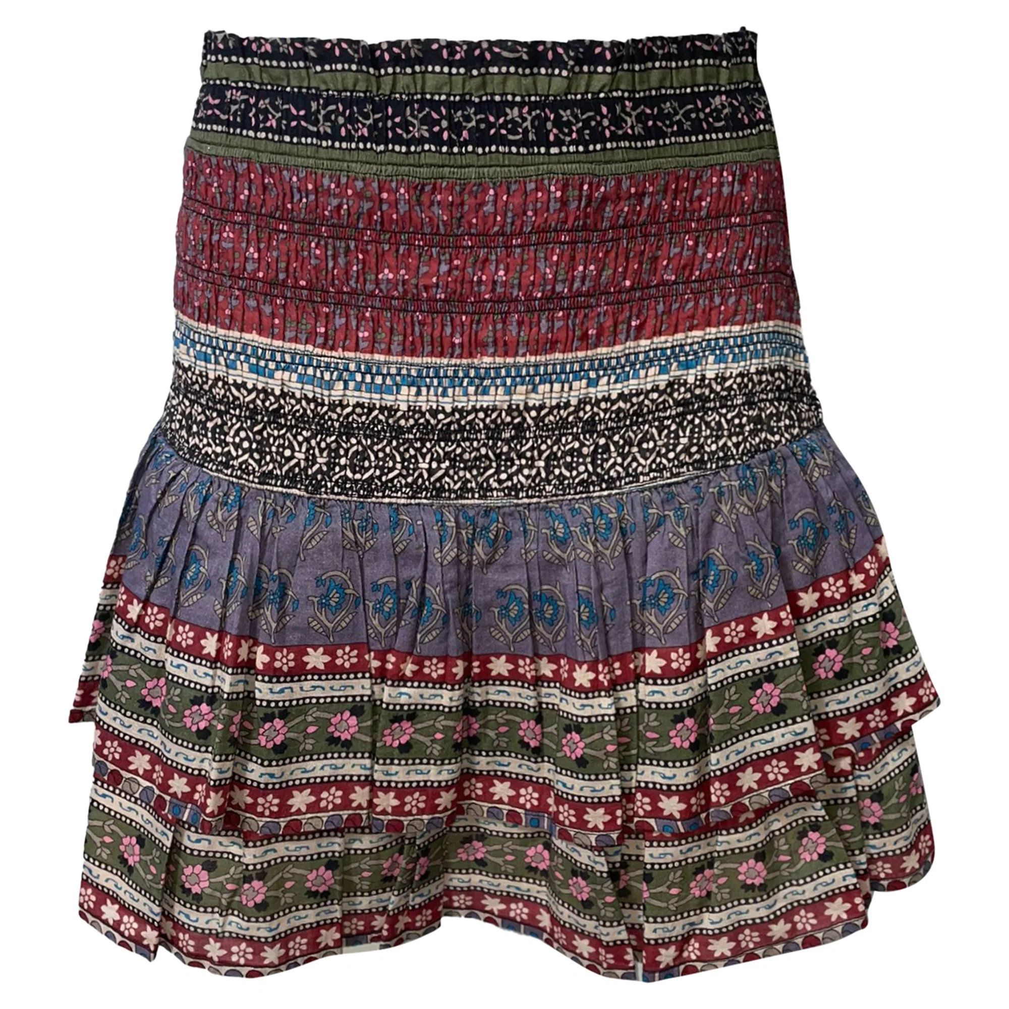 Sea New York Brooke Smocked Mini Skirt in Multicolor Cotton