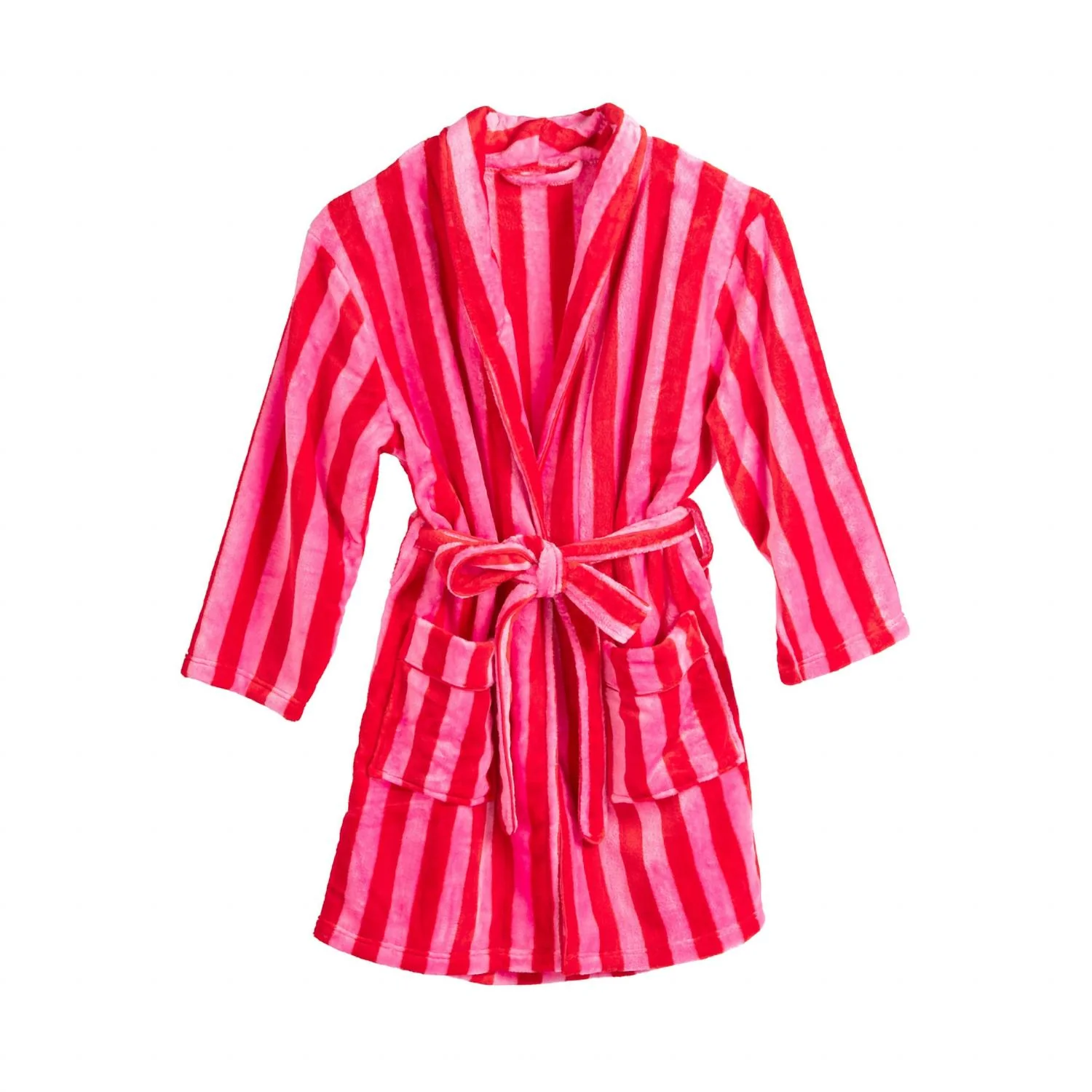 Felicity Stripe Robe In Red/pink