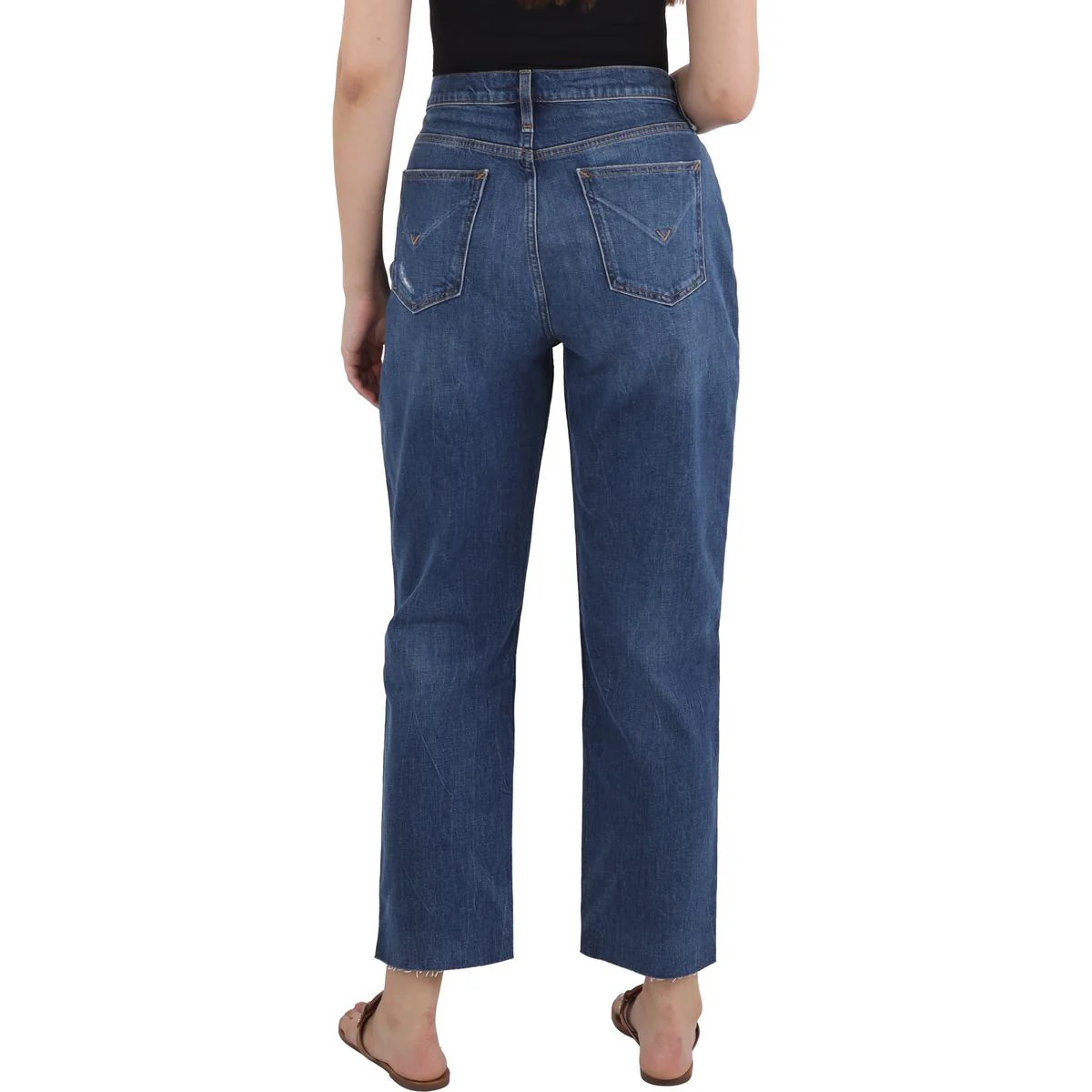 Holly Womens Raw Hem Denim Straight Leg Jeans