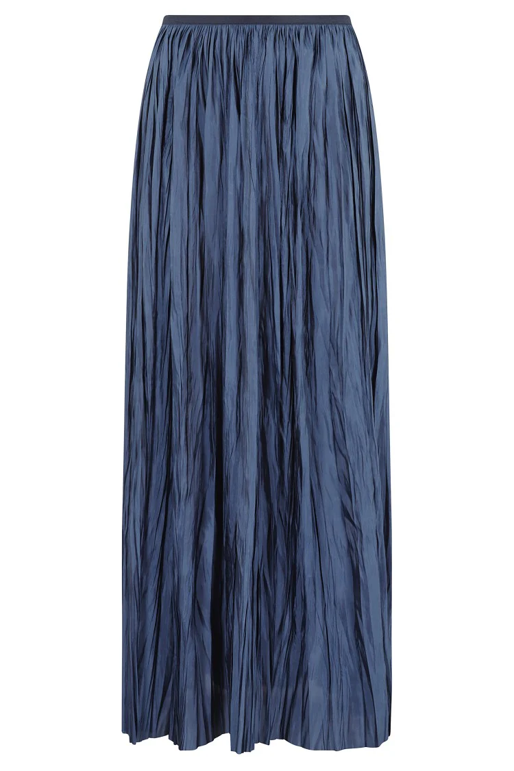 Long Pleated Skirt With Satin Finish