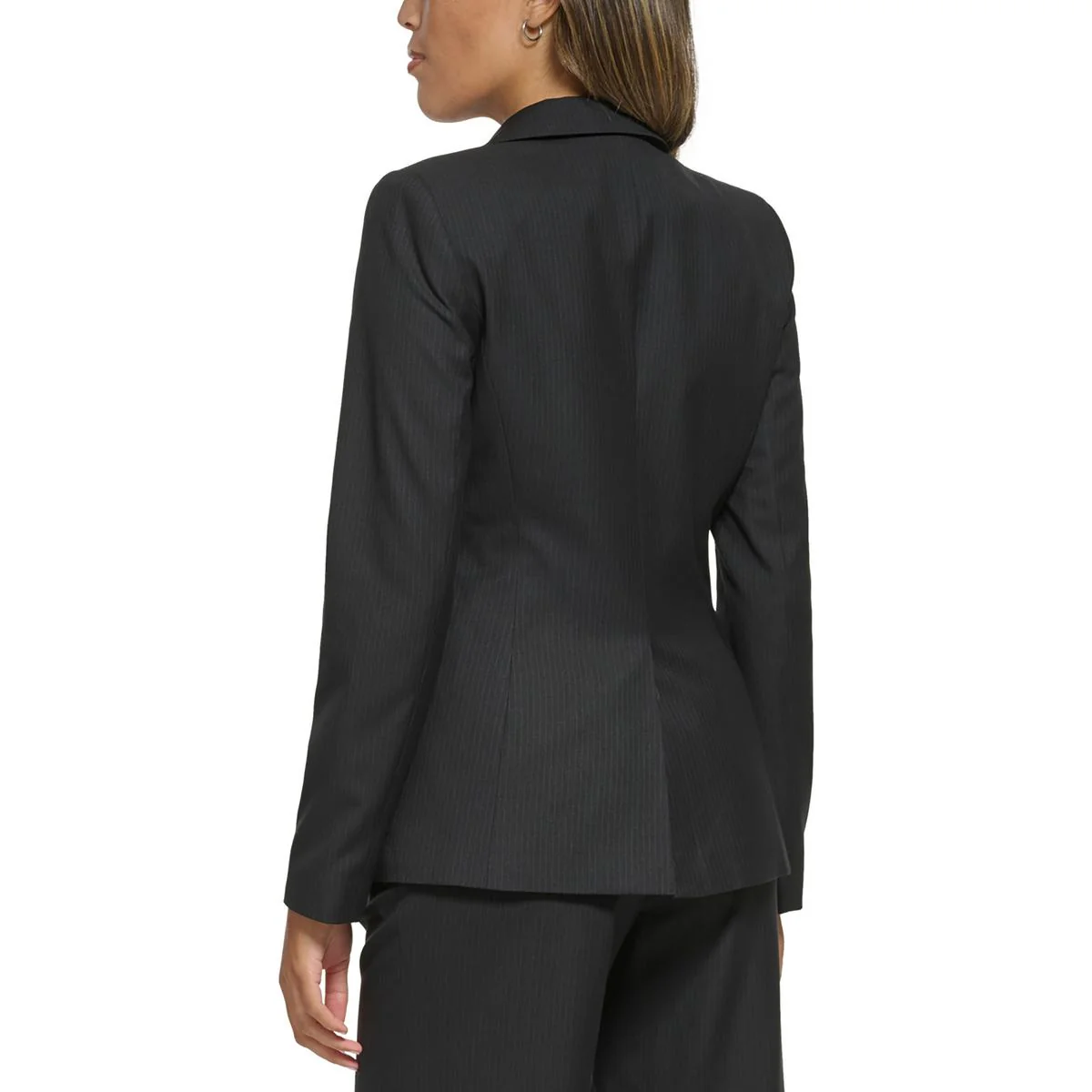 Womens Pinstripe Polyester One-Button Blazer