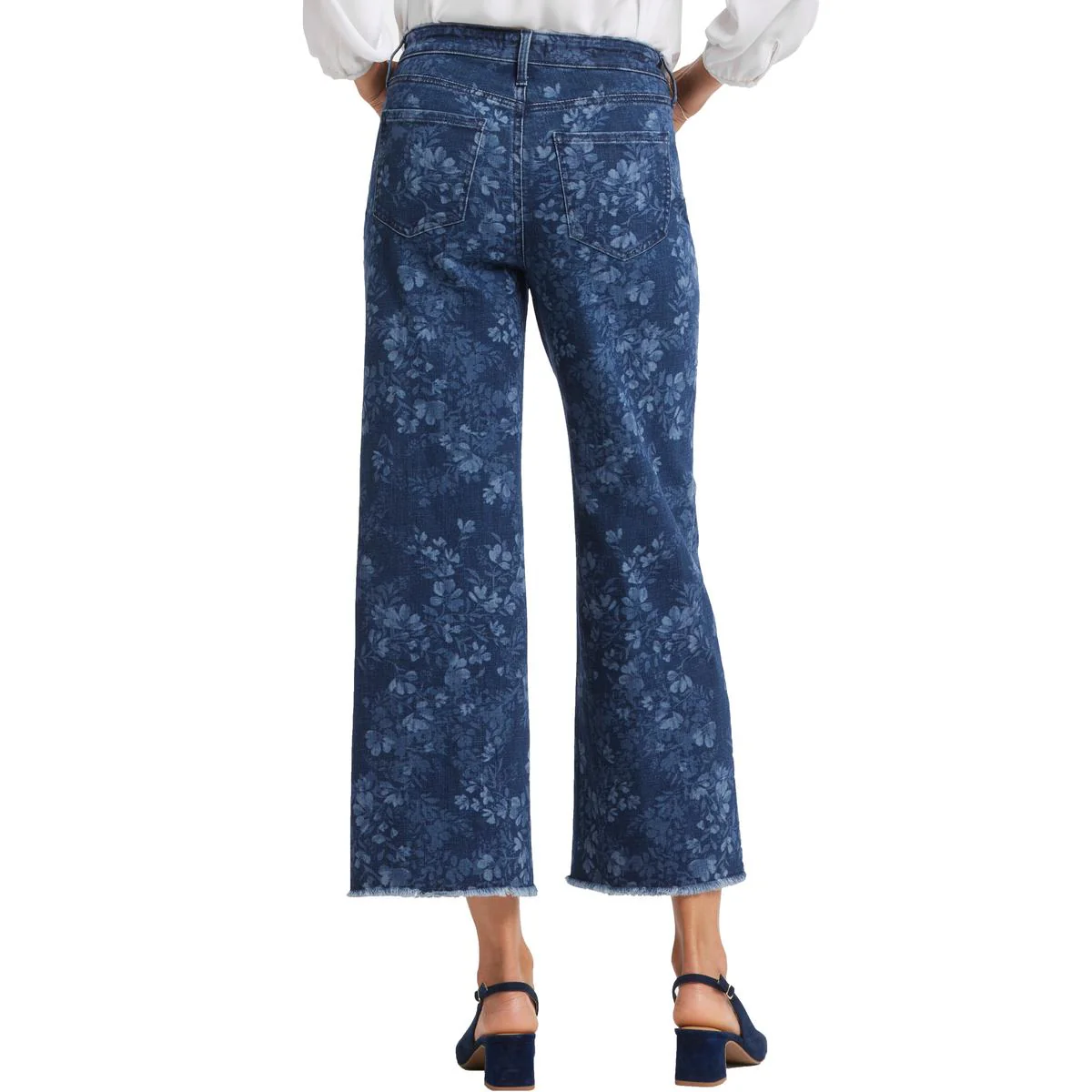 Teresa Womens Frayed Hem Denim Wide Leg Jeans