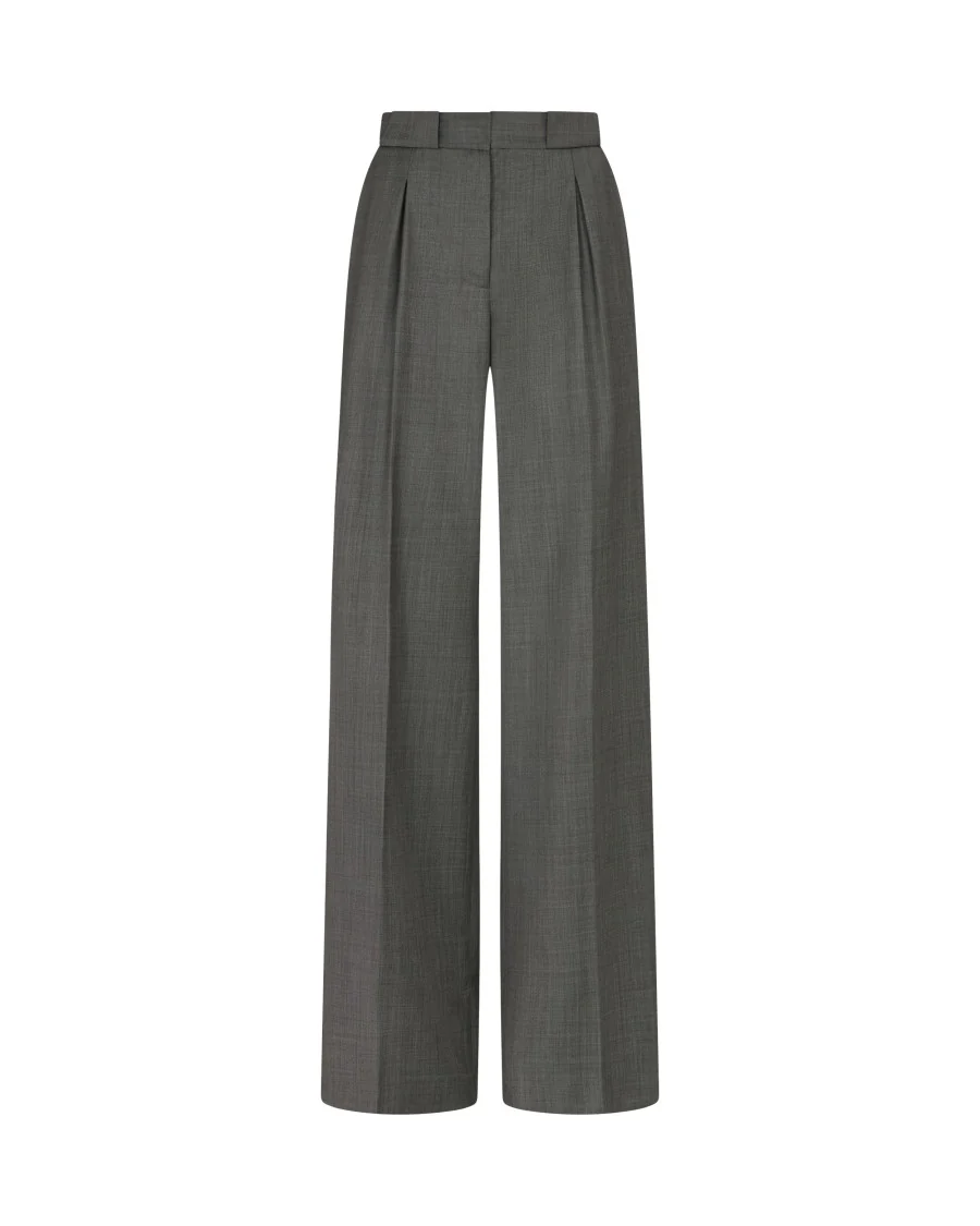 Wool Pleated Trouser - Dark Grey