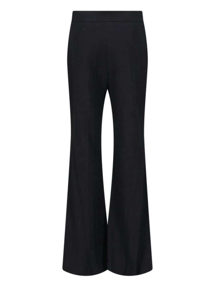 Wide-Leg Black Cotton Twill Pants