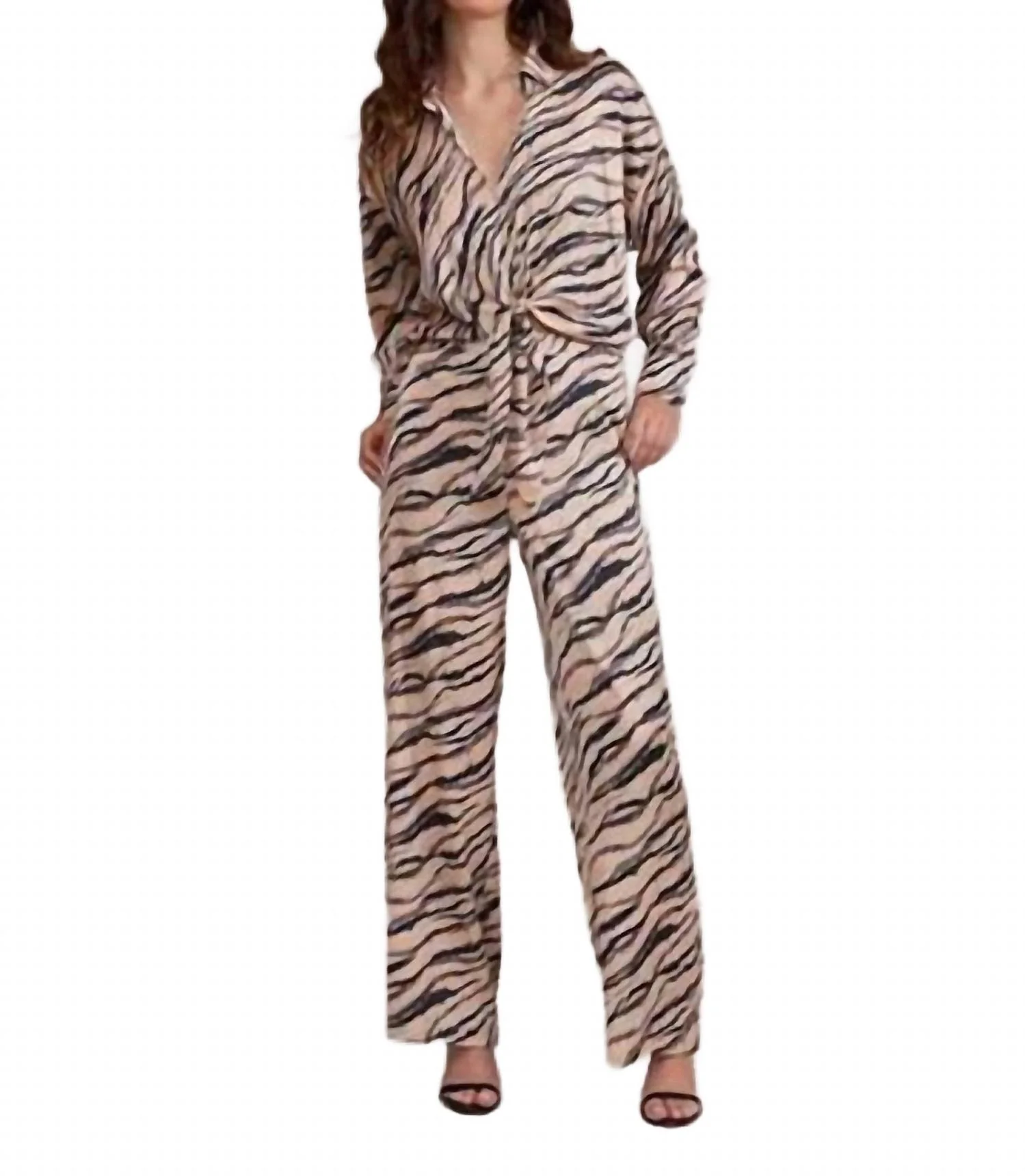 Women Rue Satin Pants In Zebra